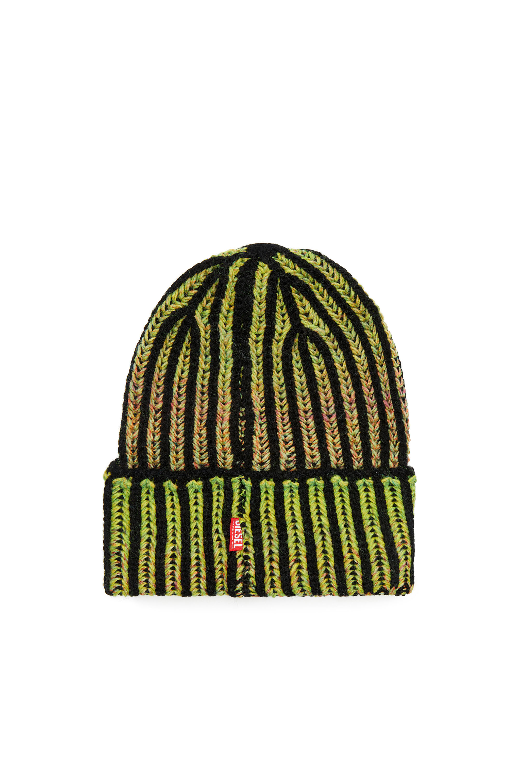 Women s Ribbed beanie with degrade neon stripes Multicolor Diesel