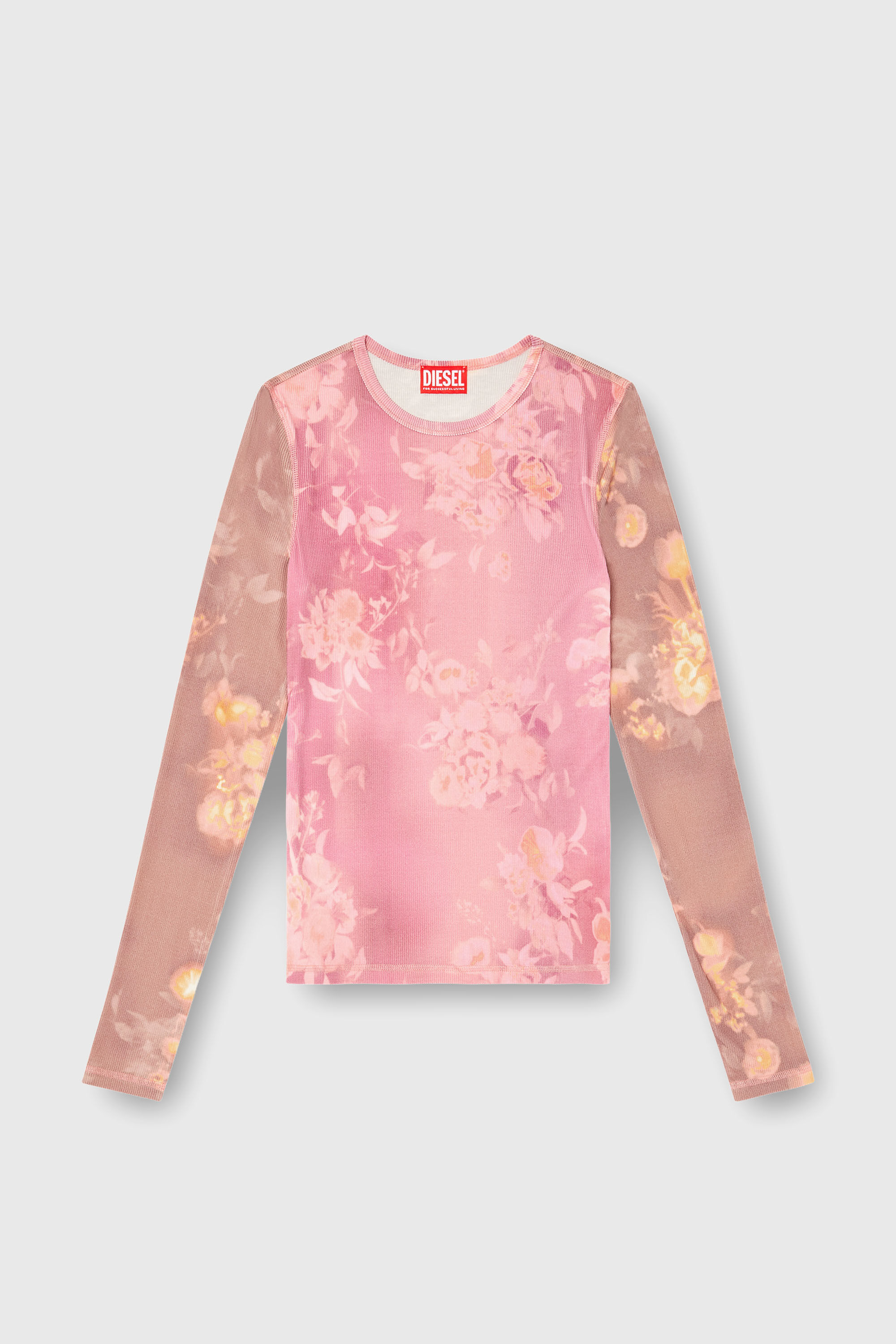 Diesel - T-MOKY-LS, Top en jersey c&ocirc;tel&eacute; &agrave; motif floral Femme in Rose - 2