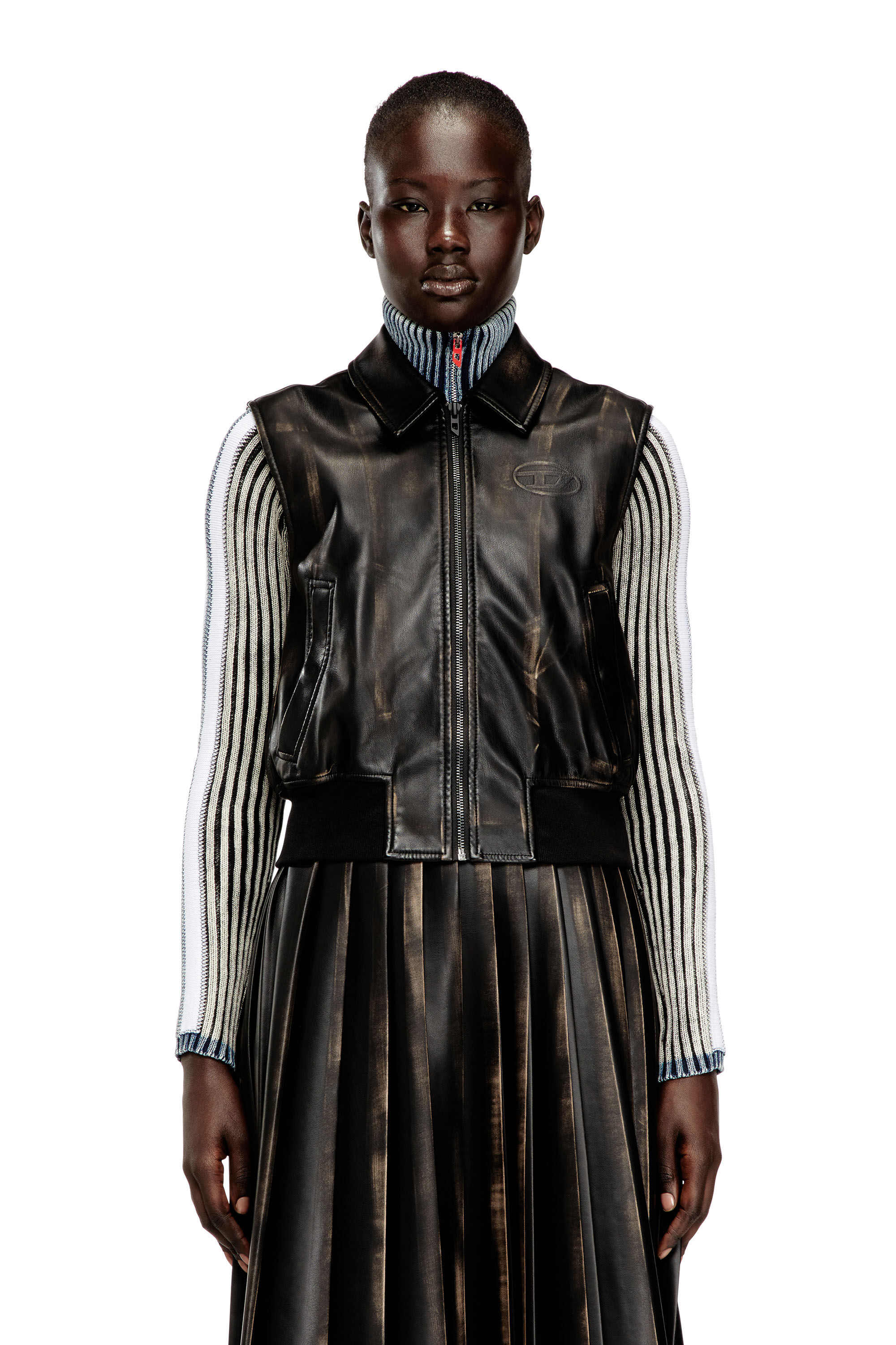 Diesel - G-INKO, Veste bomber avec effet usé Femme in Marron - 3