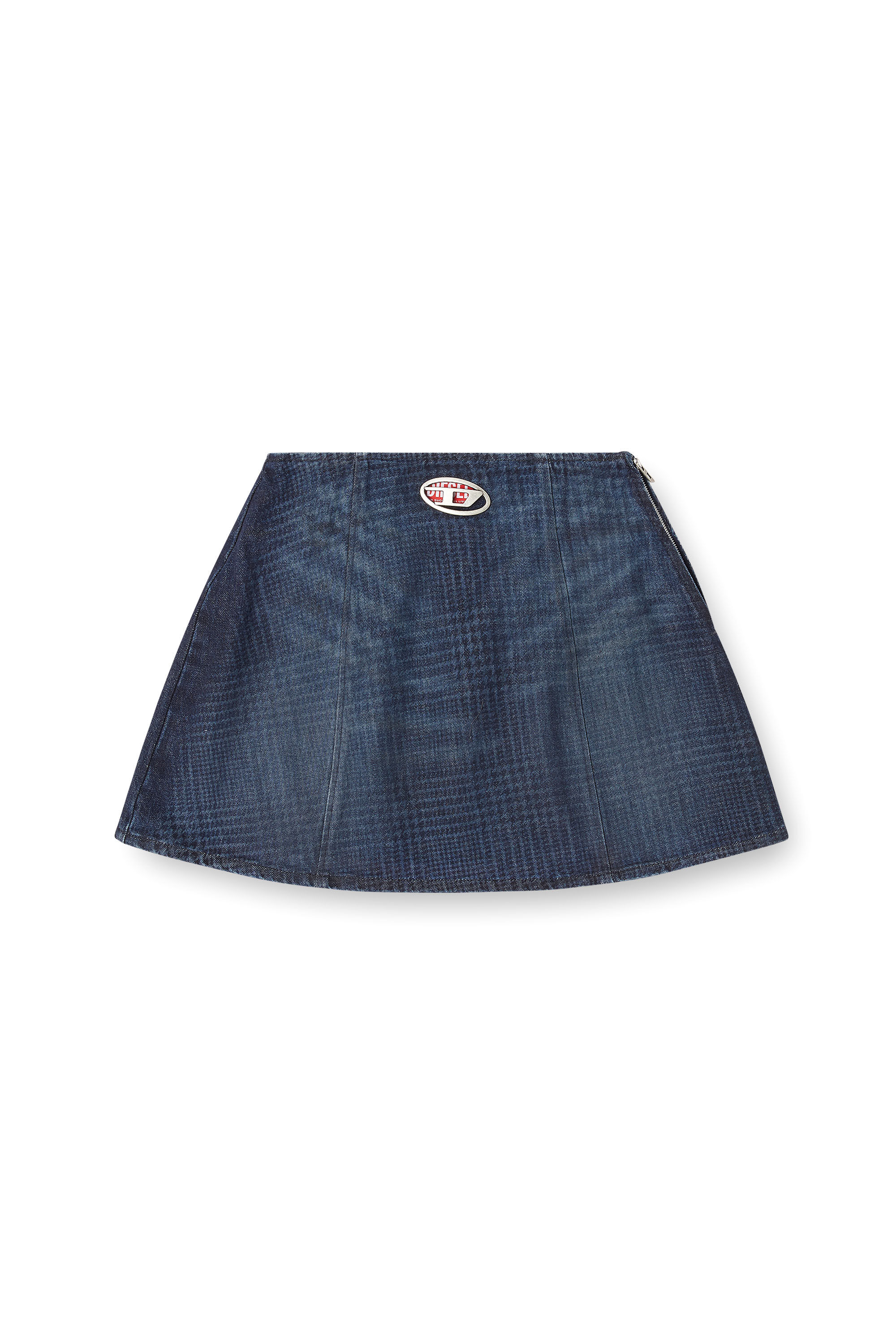 Diesel - DE-SWENY-S1, Jupe courte en denim Prince de Galles Femme in Bleu - 2
