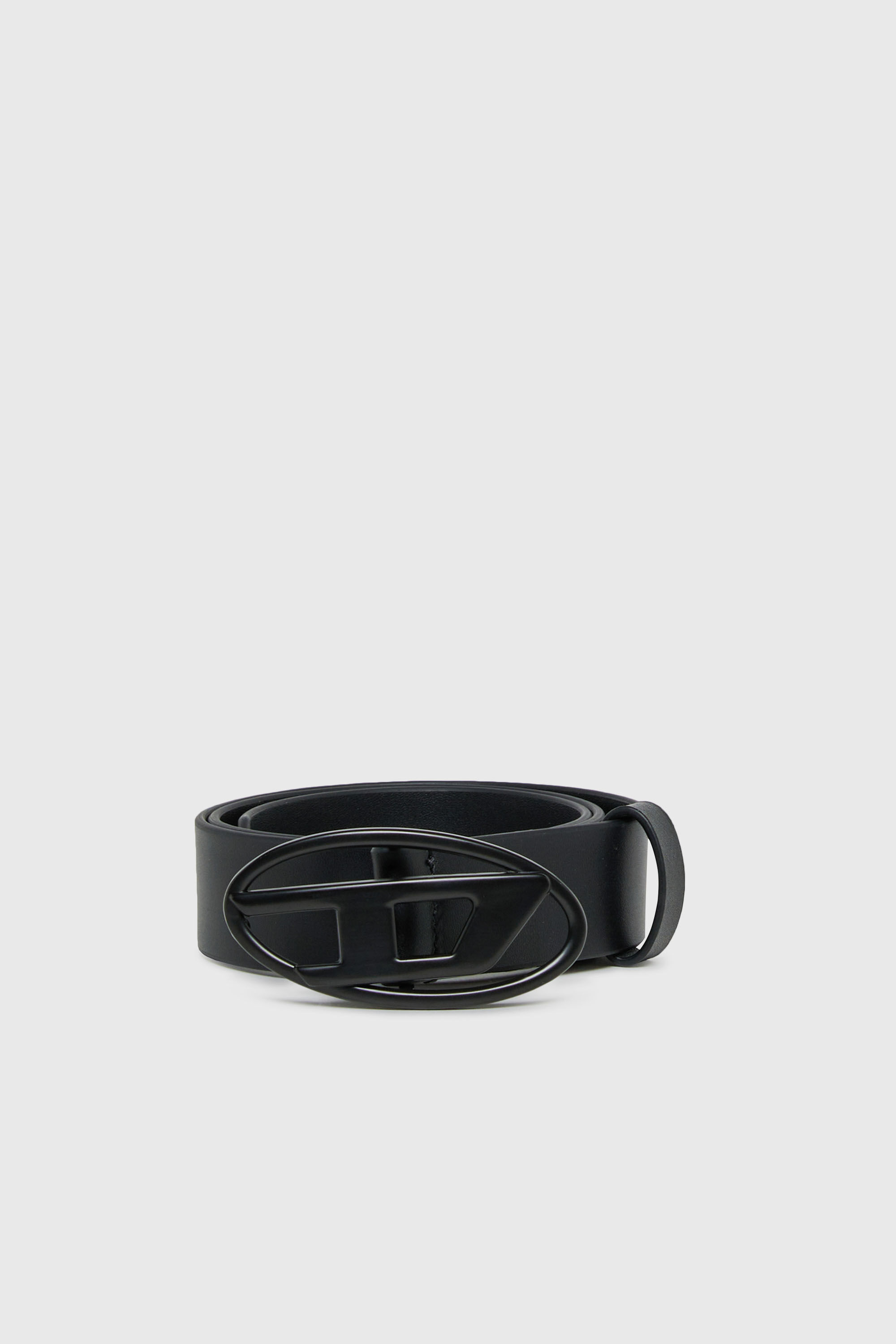 Diesel - B1DRN, Unisex's 3 cm leather belt with Oval D buckle in Black - 1