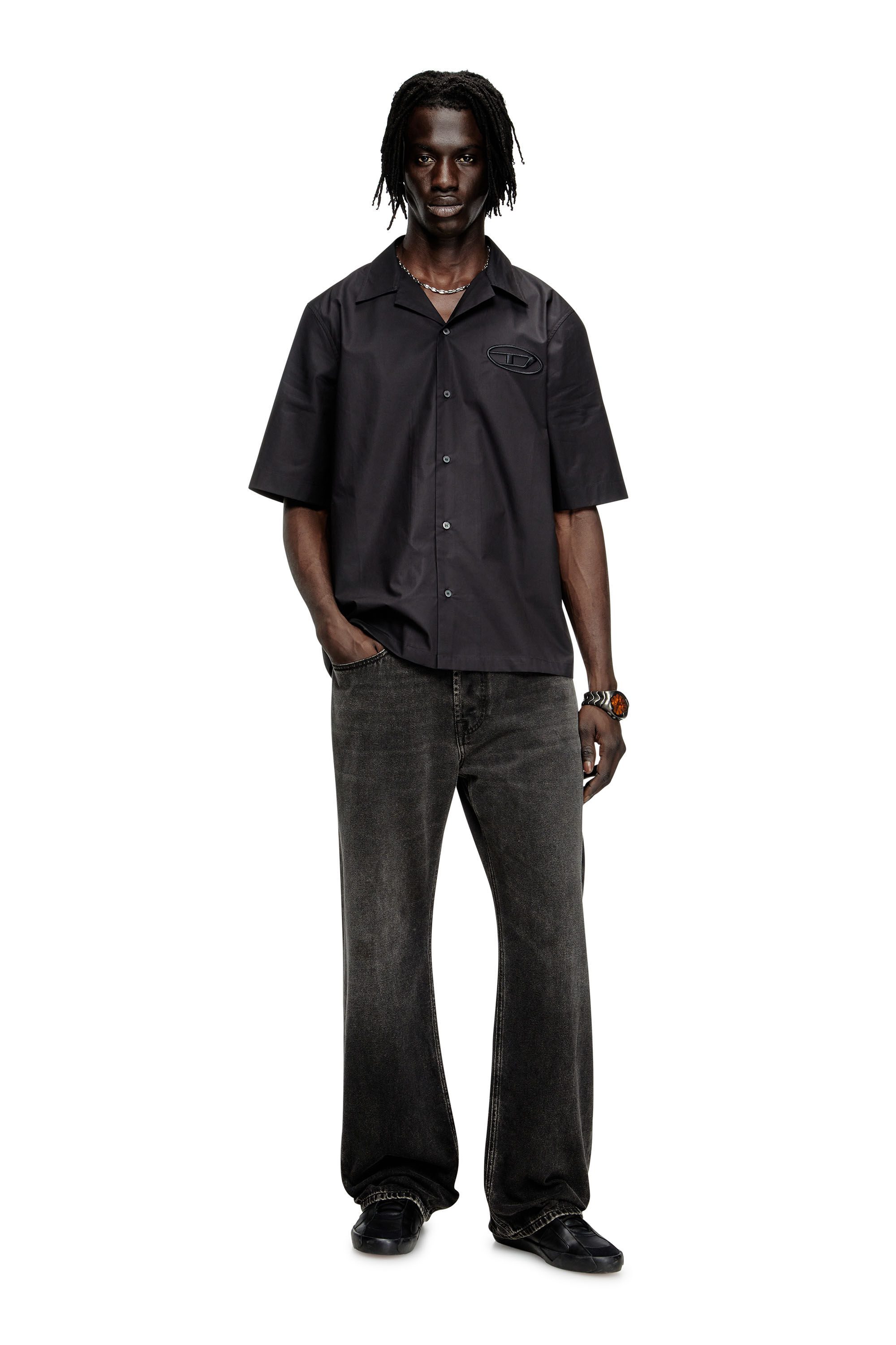 Diesel - S-MAC-PCAL, Chemise de bowling avec logo Oval D Homme in Noir - 1