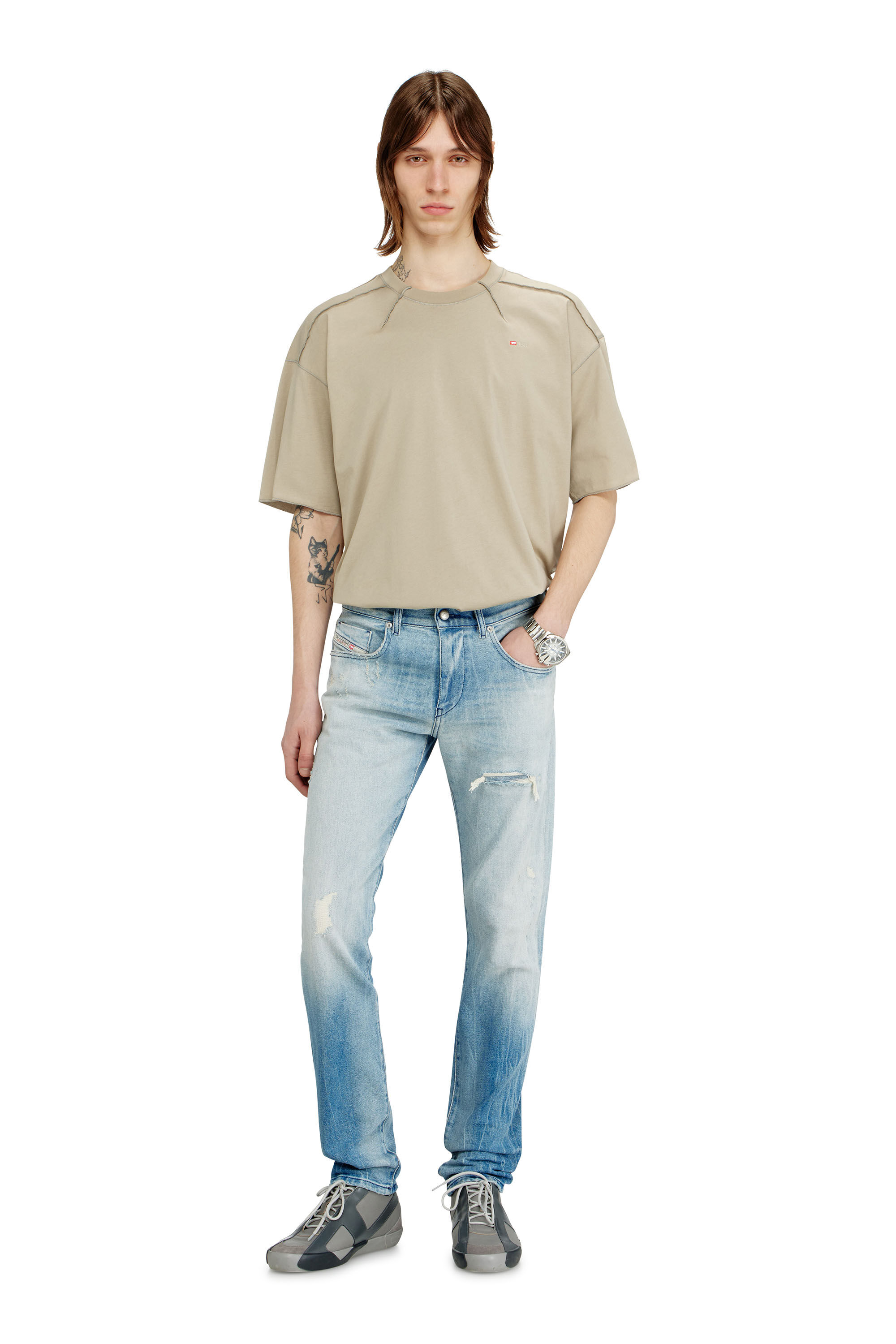 Diesel - Slim Jeans 2019 D-Strukt 09N38 Homme, Bleu Clair - Image 1
