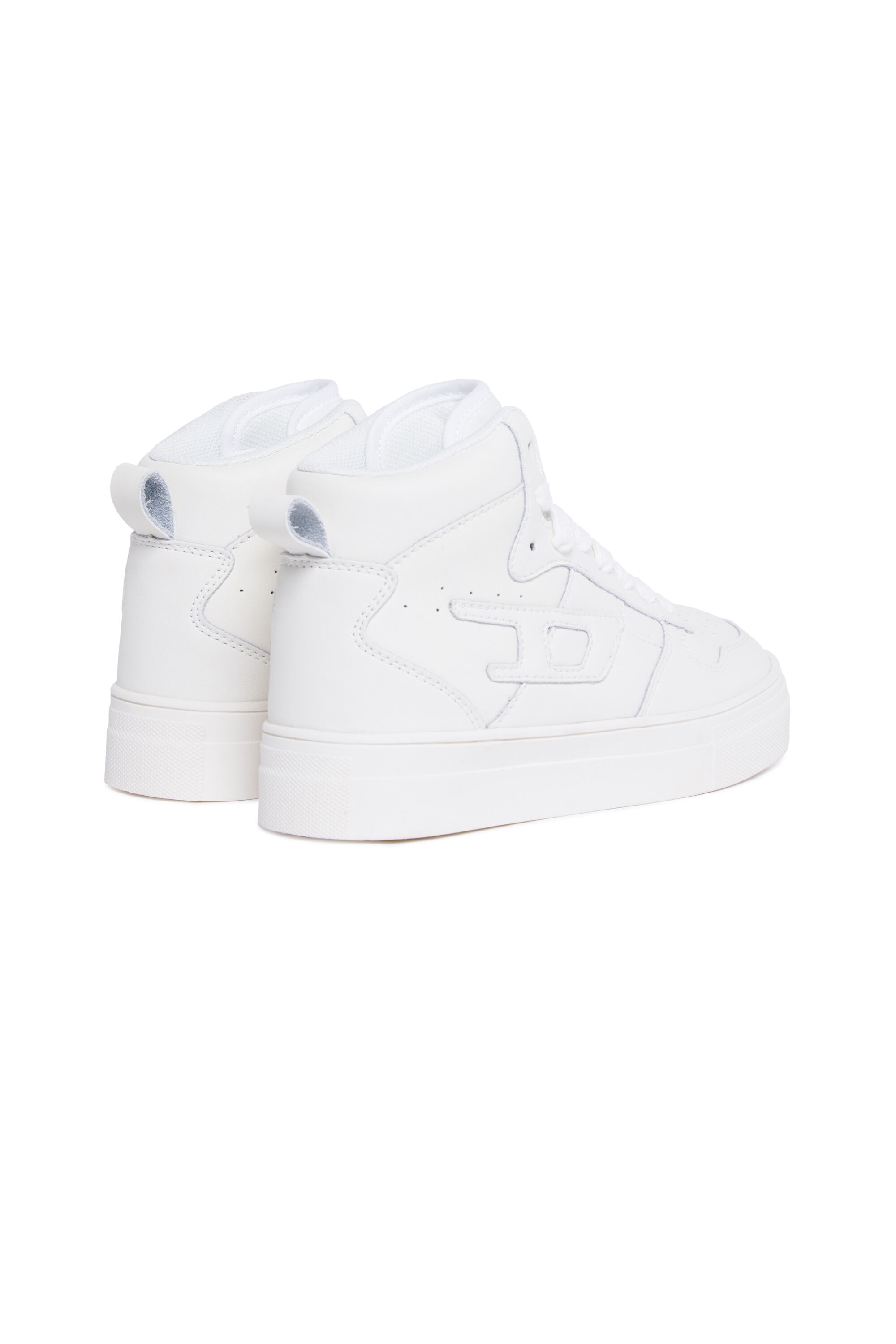 Diesel - S-UKIYO MID 2.0., Sneakers montantes en cuir perforé Mixte in Blanc - 3