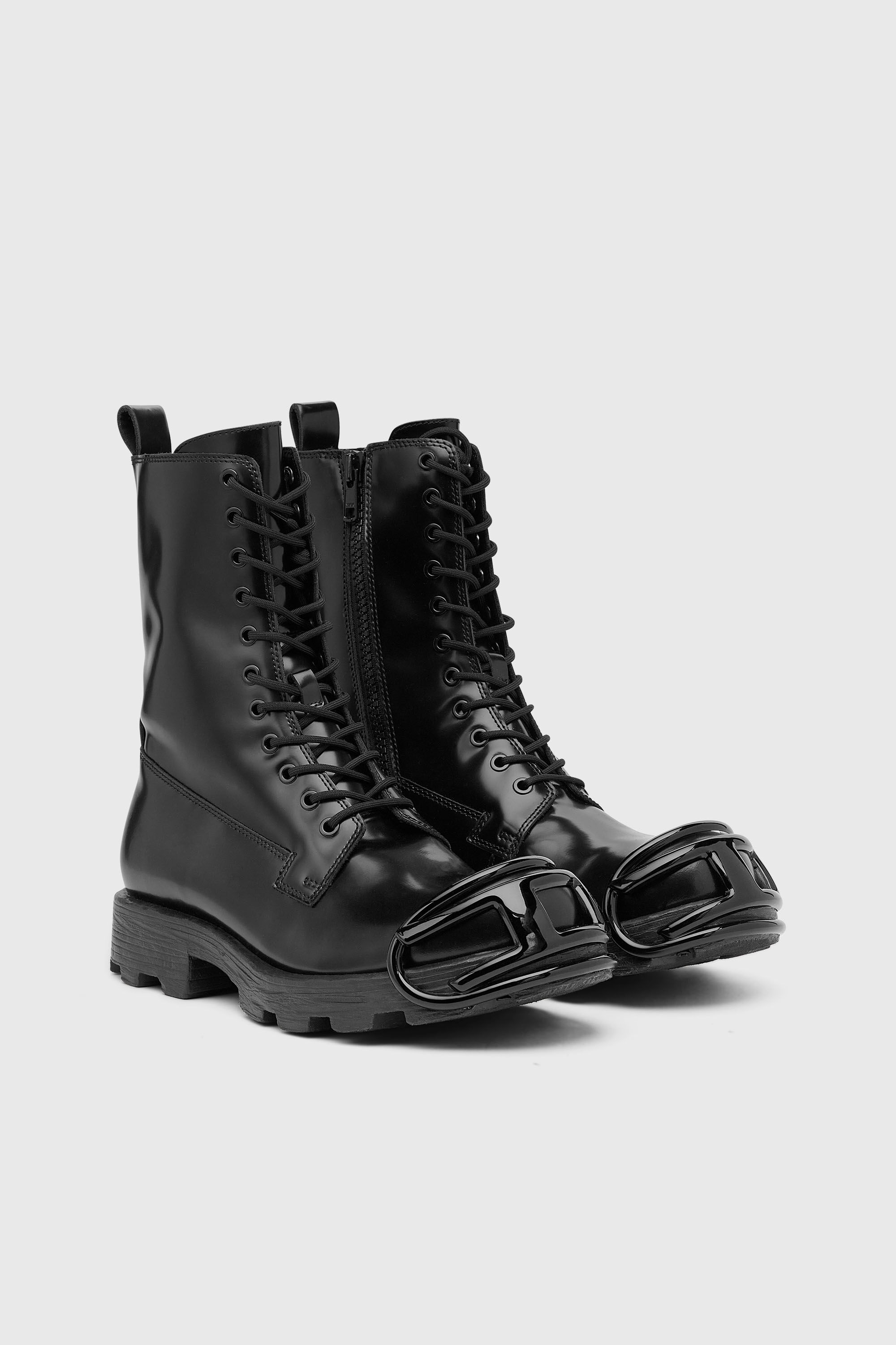 Diesel - D-HAMMER BT D, D-Hammer-Bottes en cuir avec embout Oval D Homme in Noir - 2