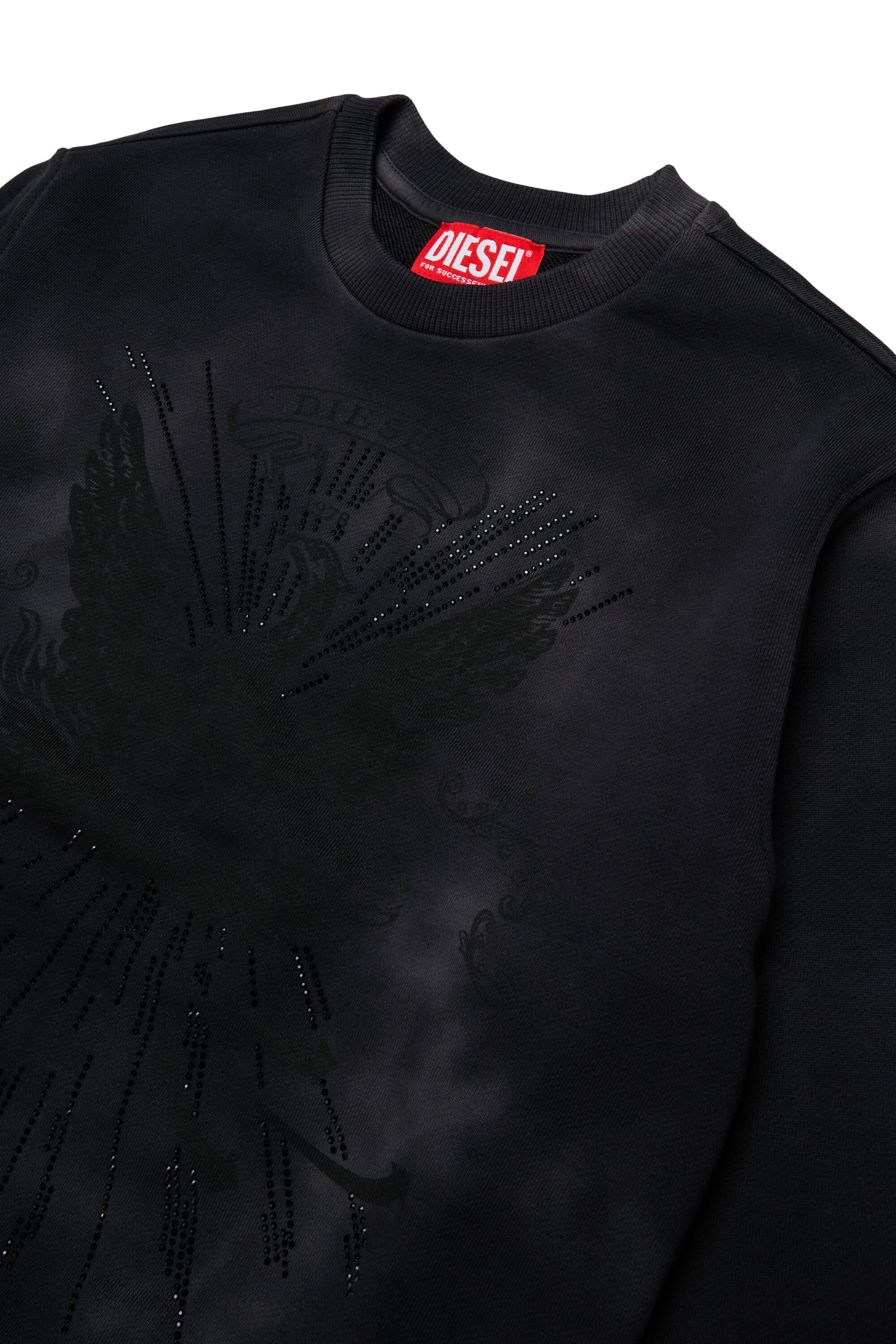 Diesel - SFIN OVER, Man's Cloudy-effect sweatshirt with phoenix motif in Black - 3