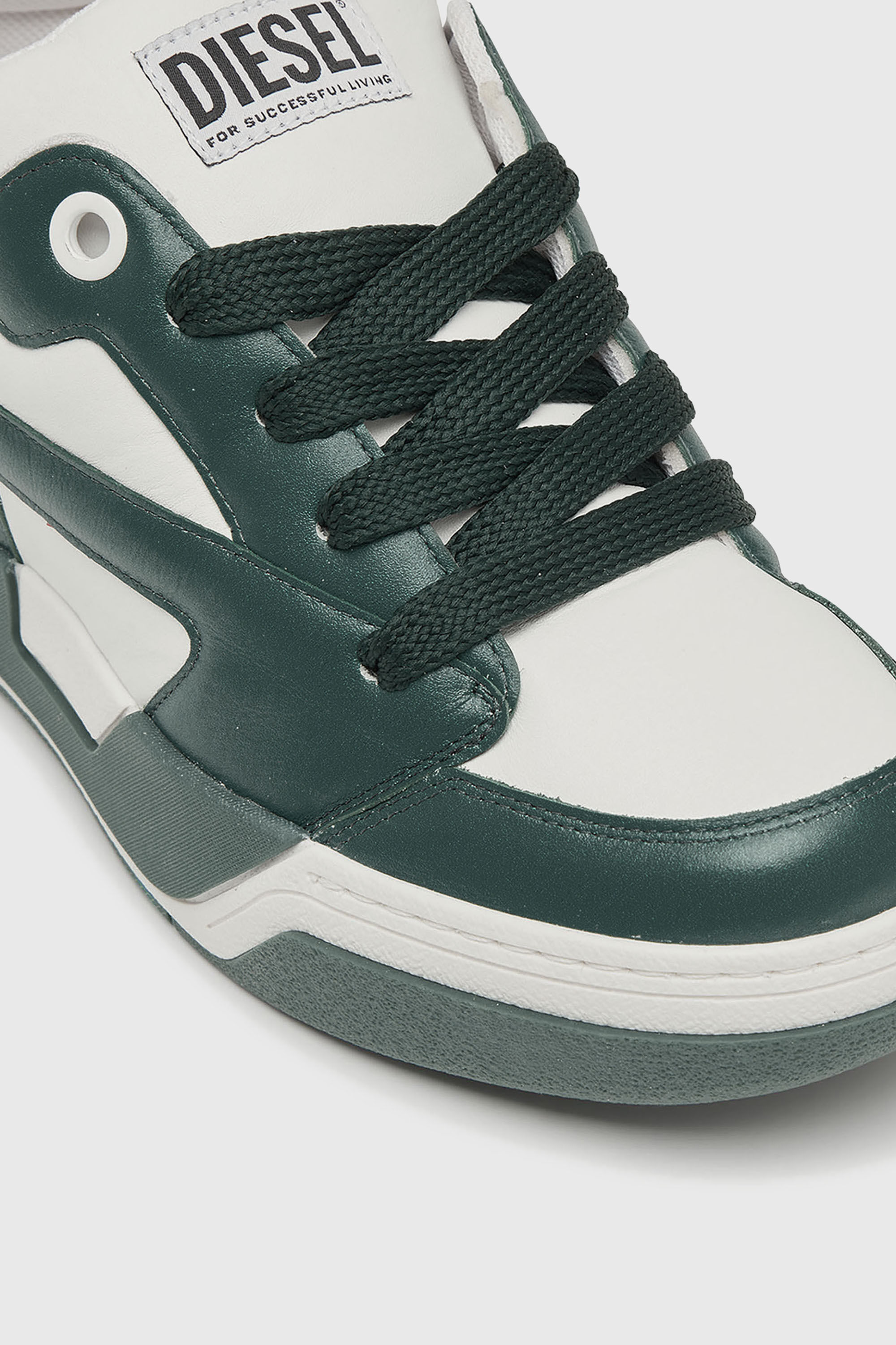 Diesel - S-D-OLLIE LOW, D-Ollie-Baskets en cuir bicolore Homme in Blanc - 6