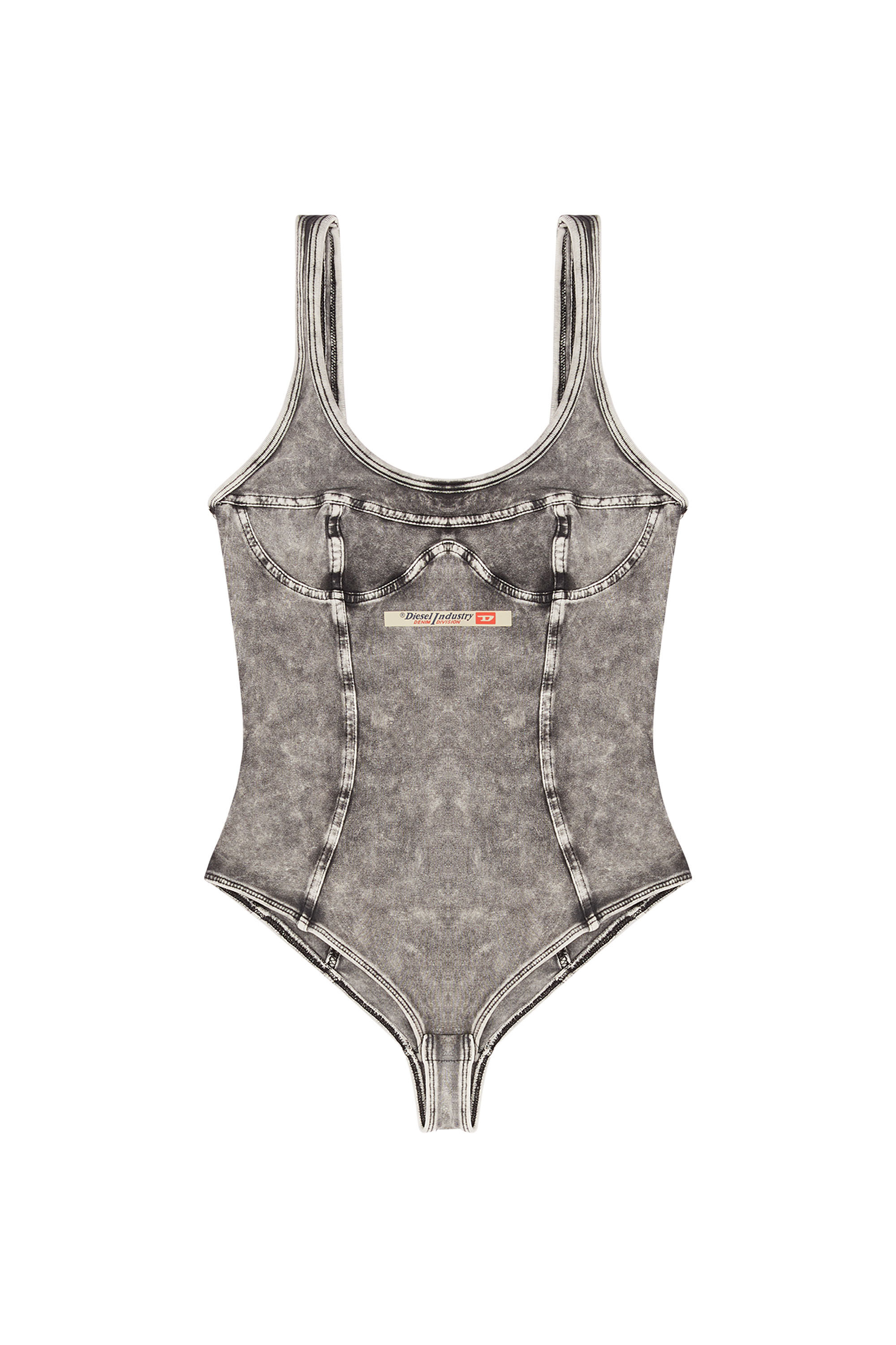 Diesel - UFBY-DENIM-CAMI-BODYSUIT, Gris foncé - Image 1