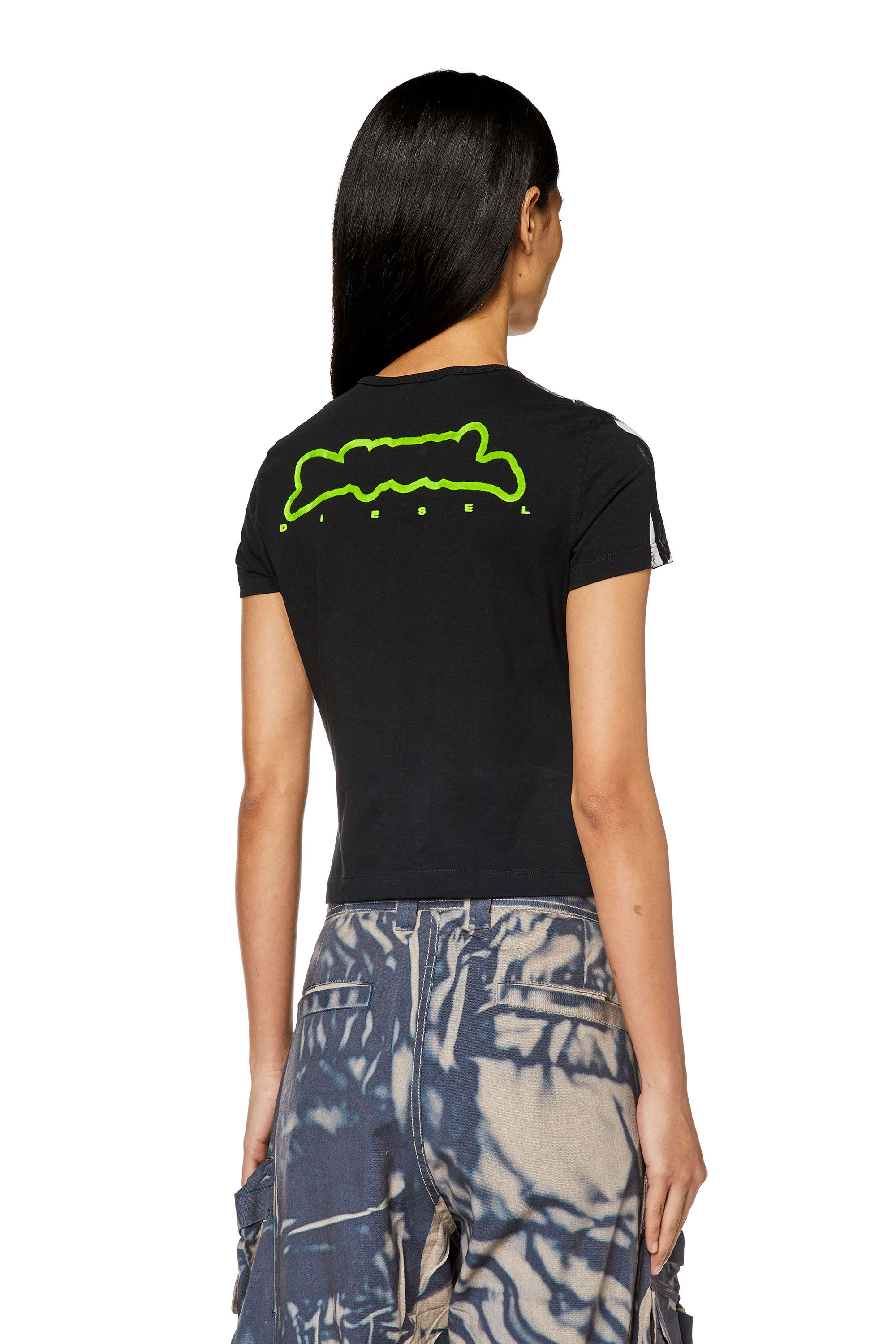 Women's T-shirt with creased print | Multicolor | Diesel