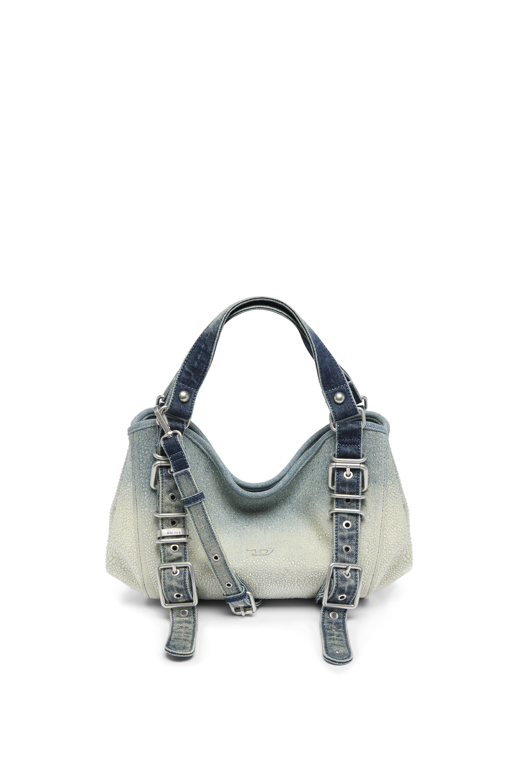 Diesel - D-ONE TOPHANDLE S, D-One-Sac small &agrave; poign&eacute;e sup&eacute;rieure en denim solaris&eacute; orn&eacute; de cristaux Femme in Bleu - 2