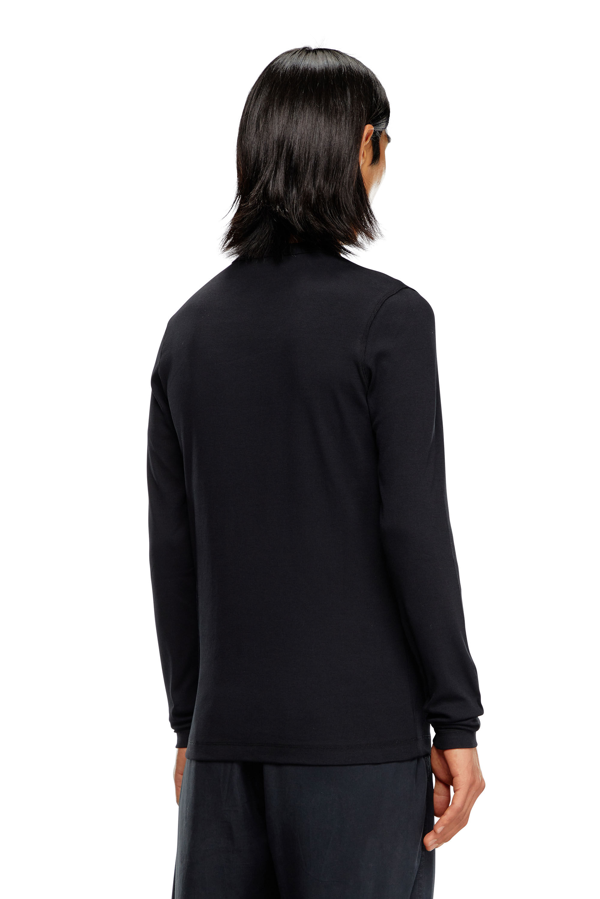 DIESEL d-ribber-ls-n タイニーロゴTシャツ スリムフィット Men's Long-sleeve T-shirt with D patch | Black | Diesel