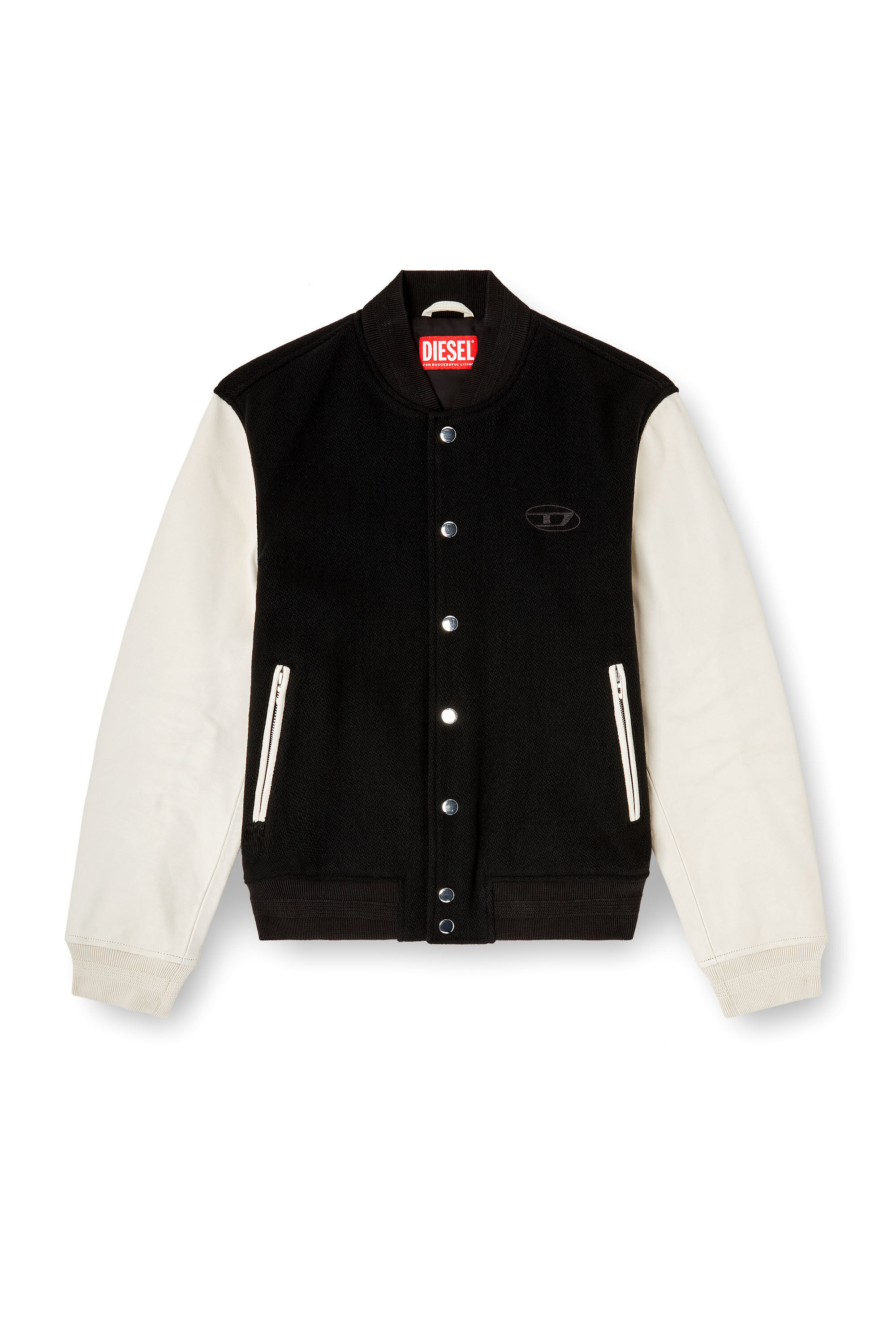 Diesel - L-ARRY-WRD, Blouson aviateur en m&eacute;lange de laine et cuir Homme in Polychrome - 2