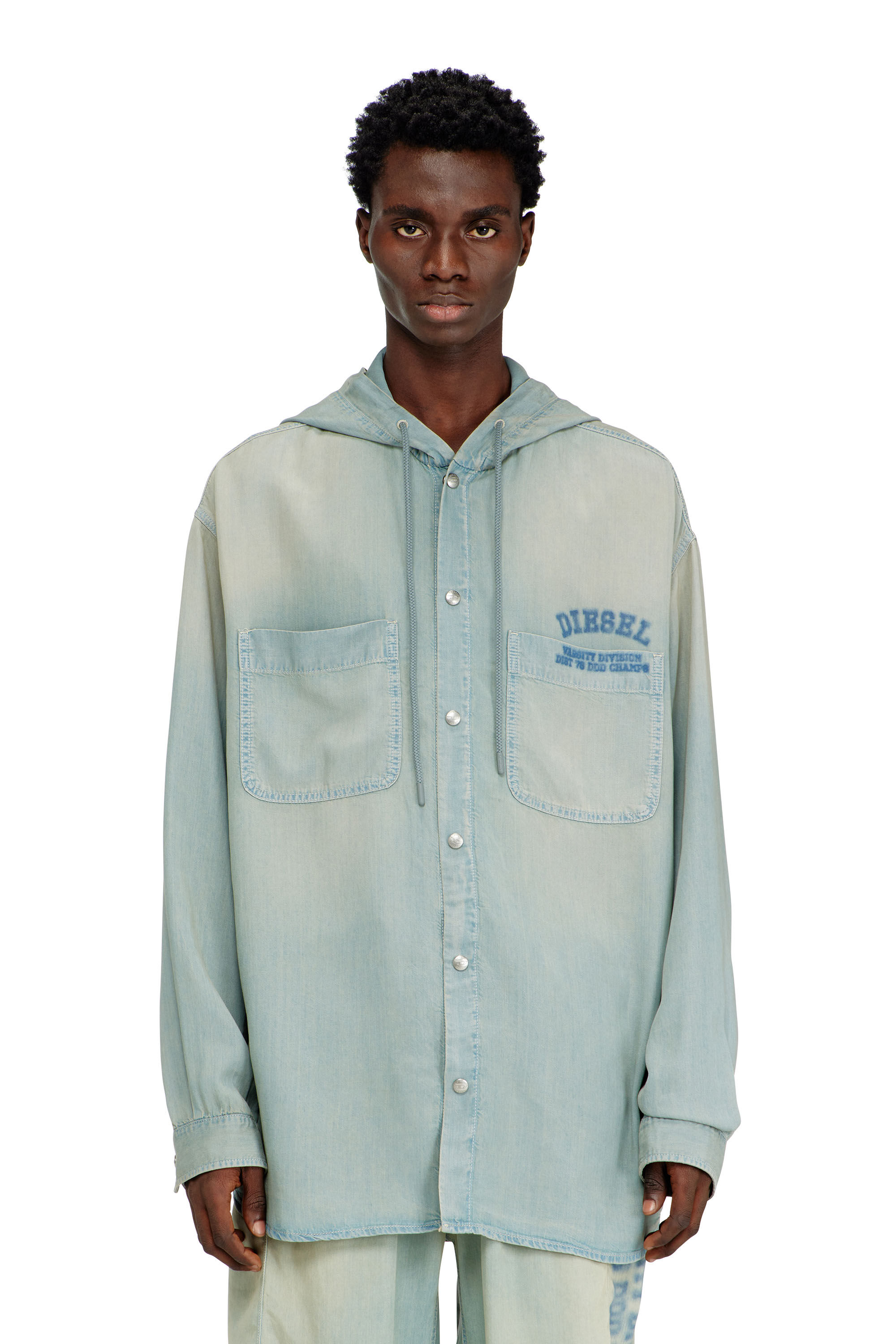 Diesel - D-DEWNY-HOOD-S3, Surchemise en denim fluide effet sali Homme in ToBeDefined - 2