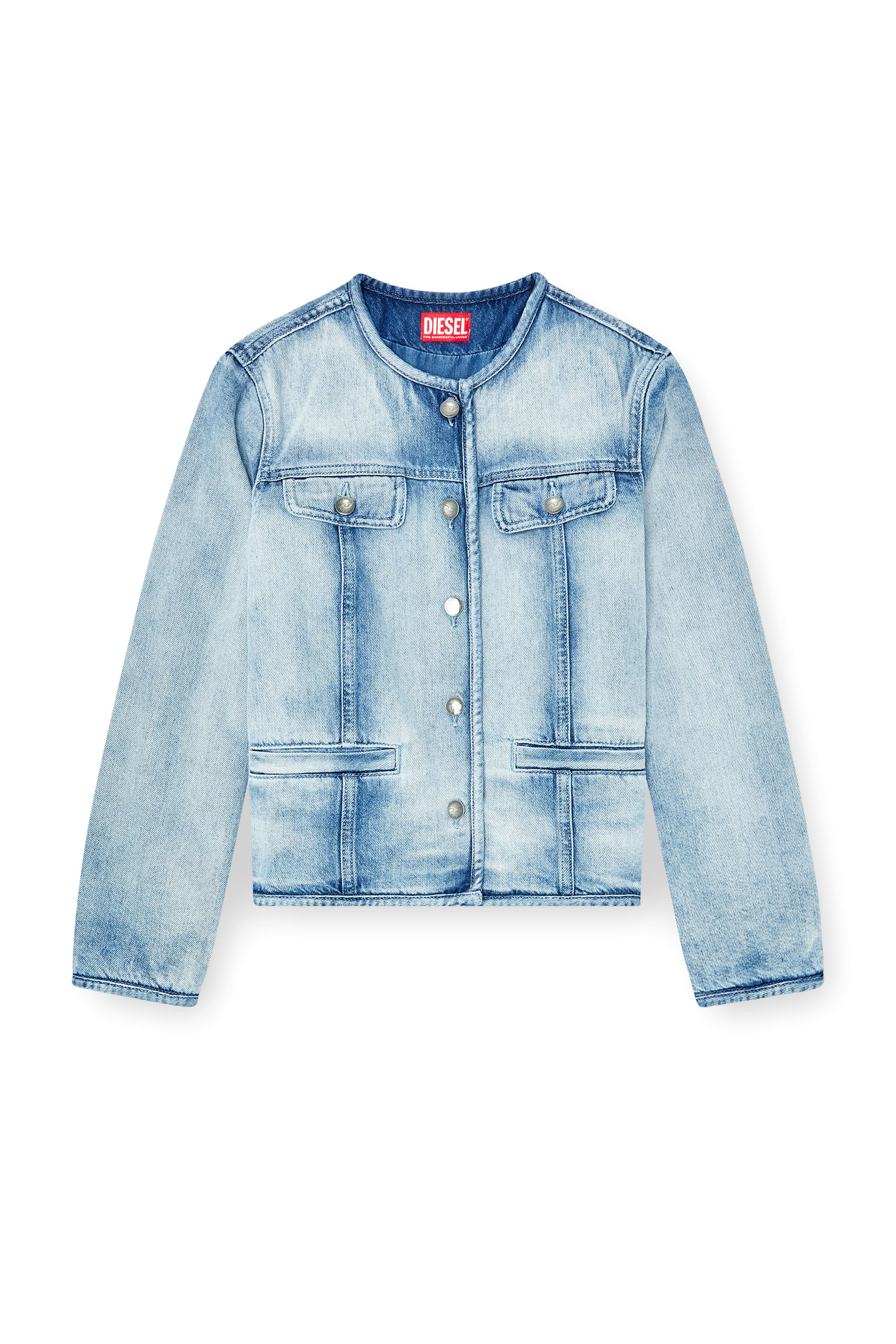 Diesel - DE-GRAFY-FSI1, Veste en denim skeleton mi-l&eacute;ger Femme in Bleu - 2