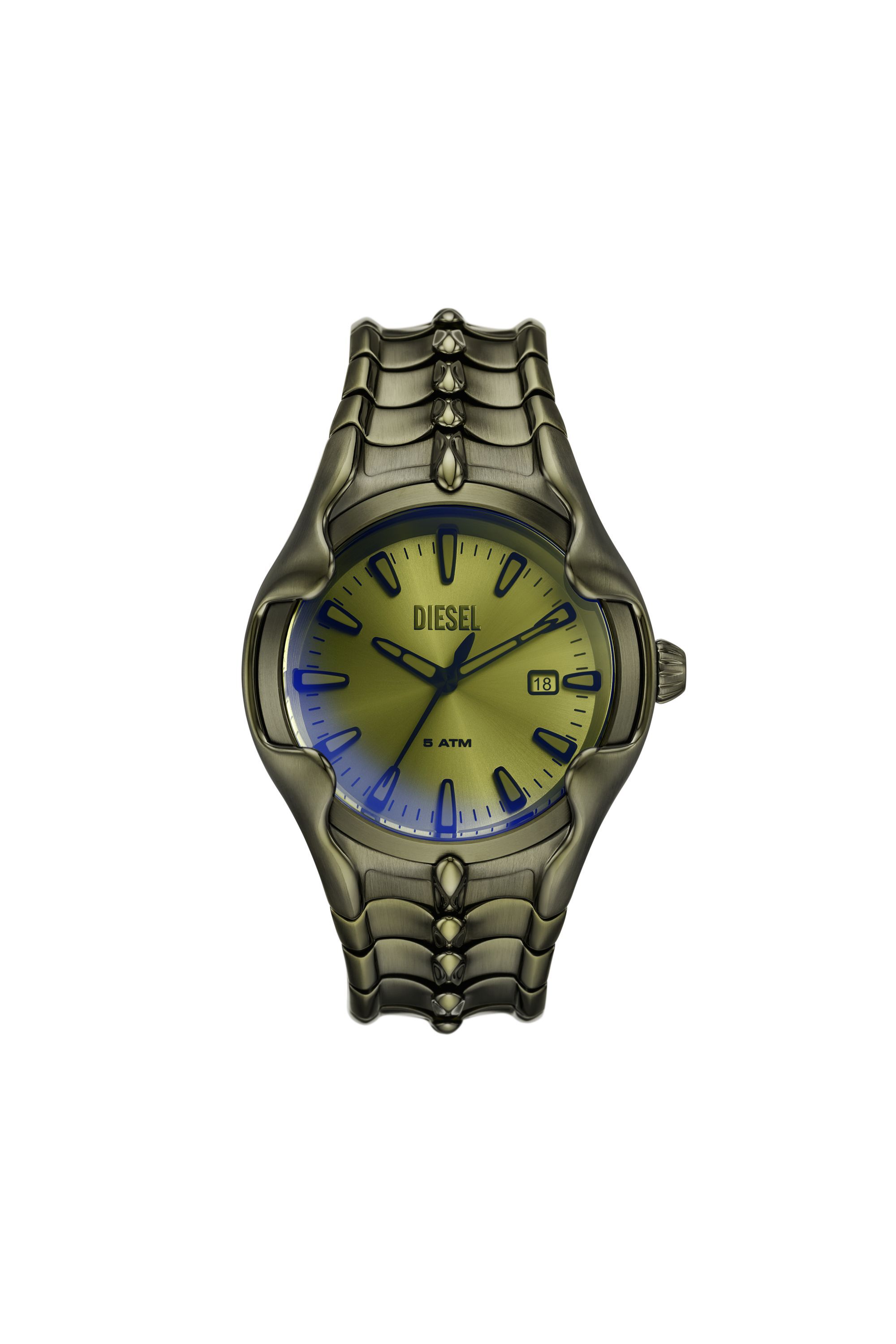 DIESEL 付属品あり VERT DZ2185 Men's Vert Three-Hand Date Green Stainless Steel Watch
