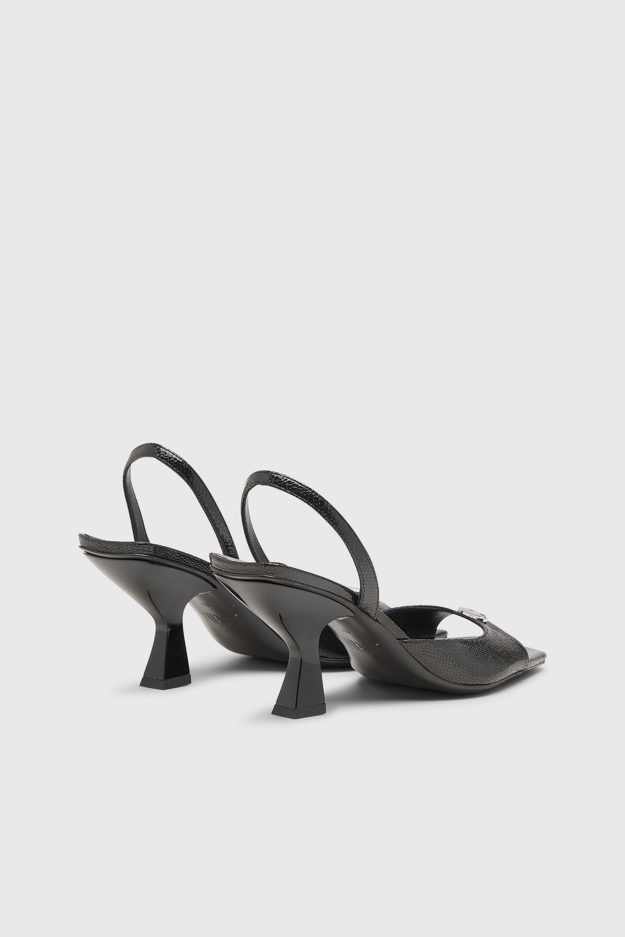 Diesel - D-AMBER 75 SANDAL, D-Amber-Sandales slingback en cuir effet l&eacute;zard Femme in Noir - 3