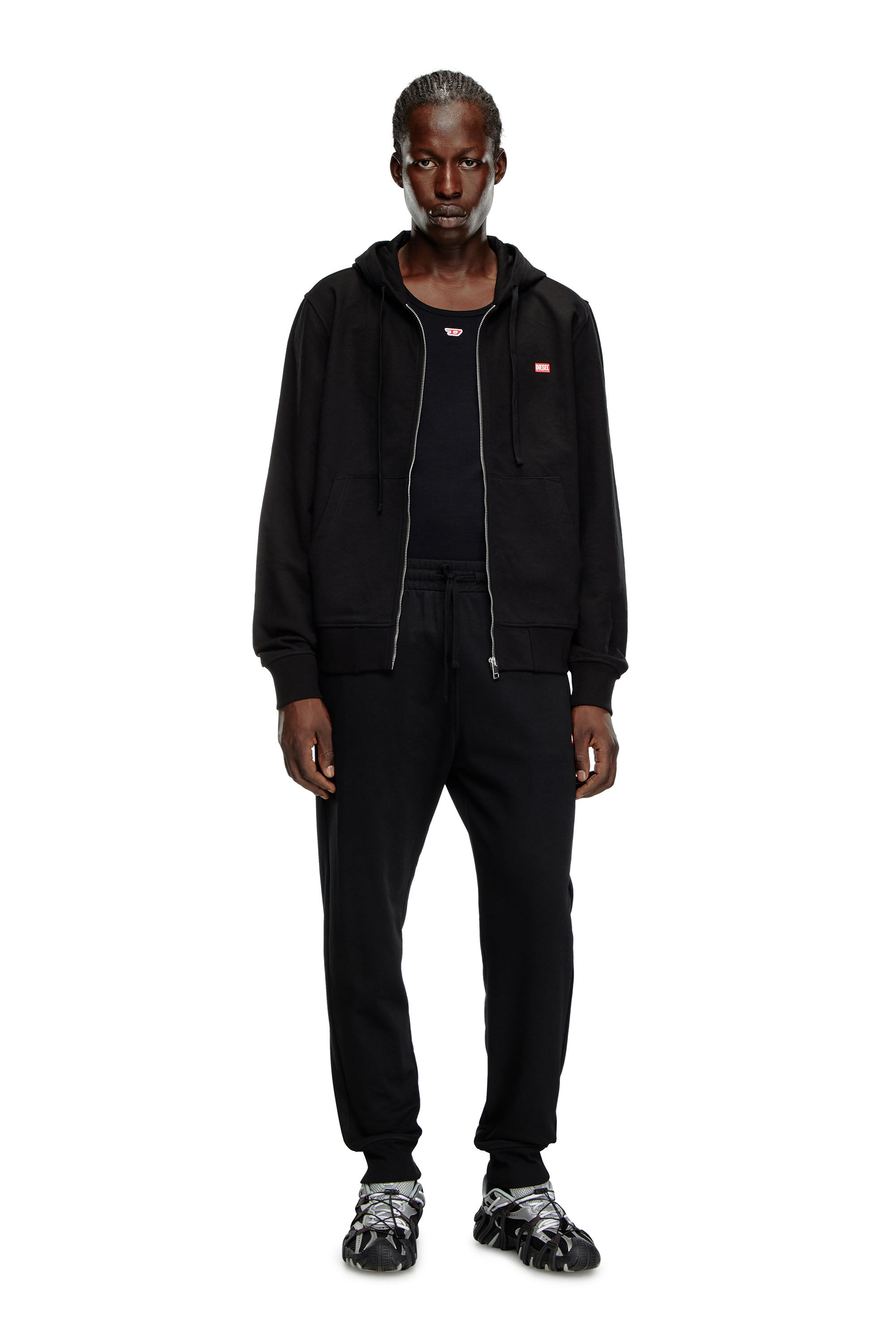 Men's Zip hoodie with Diesel label transfer | Black | Diesel