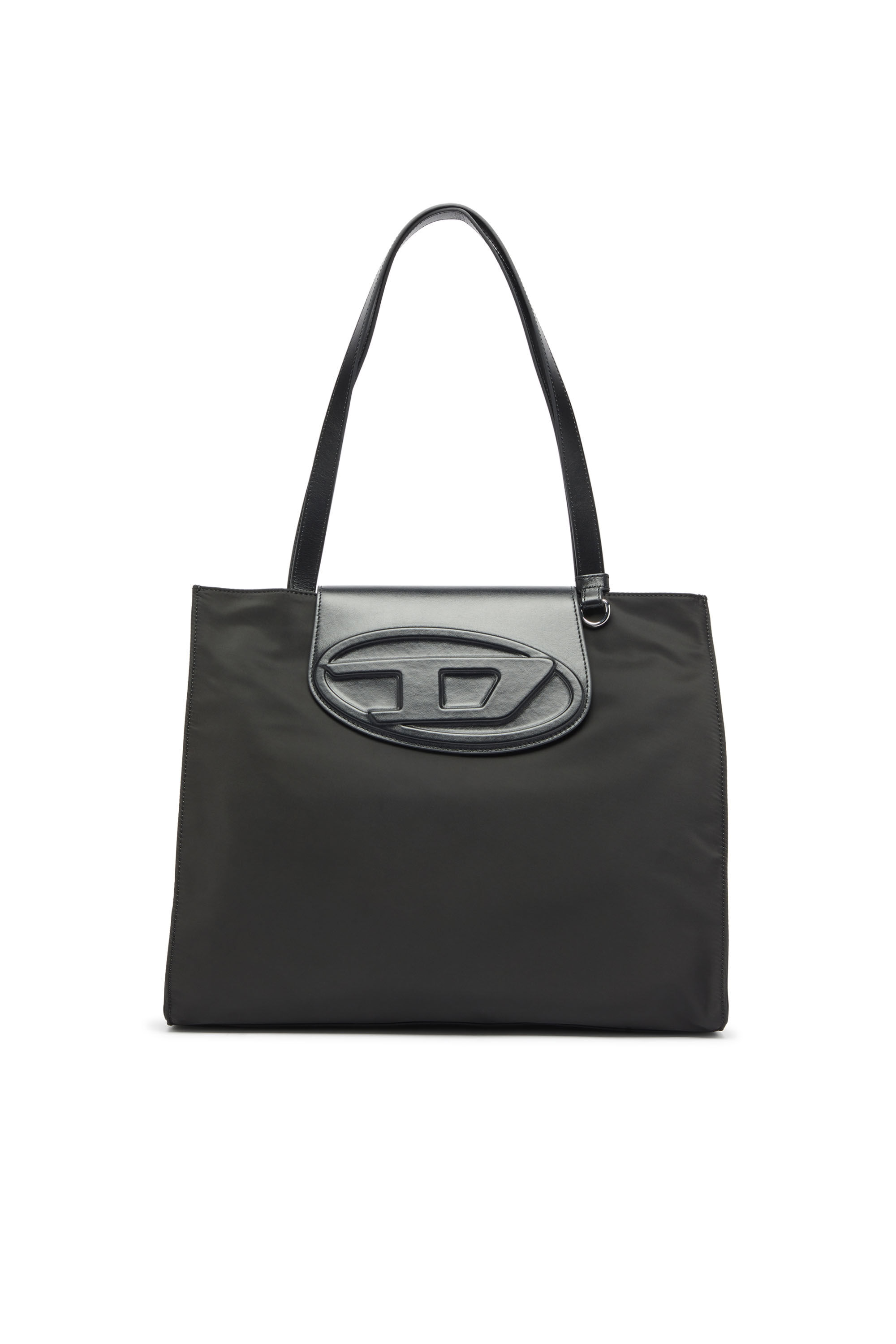 Diesel - 1DR TOTE E/W, 1DR - Sac shopping en nylon avec rabat en cuir Mixte in Noir - 1