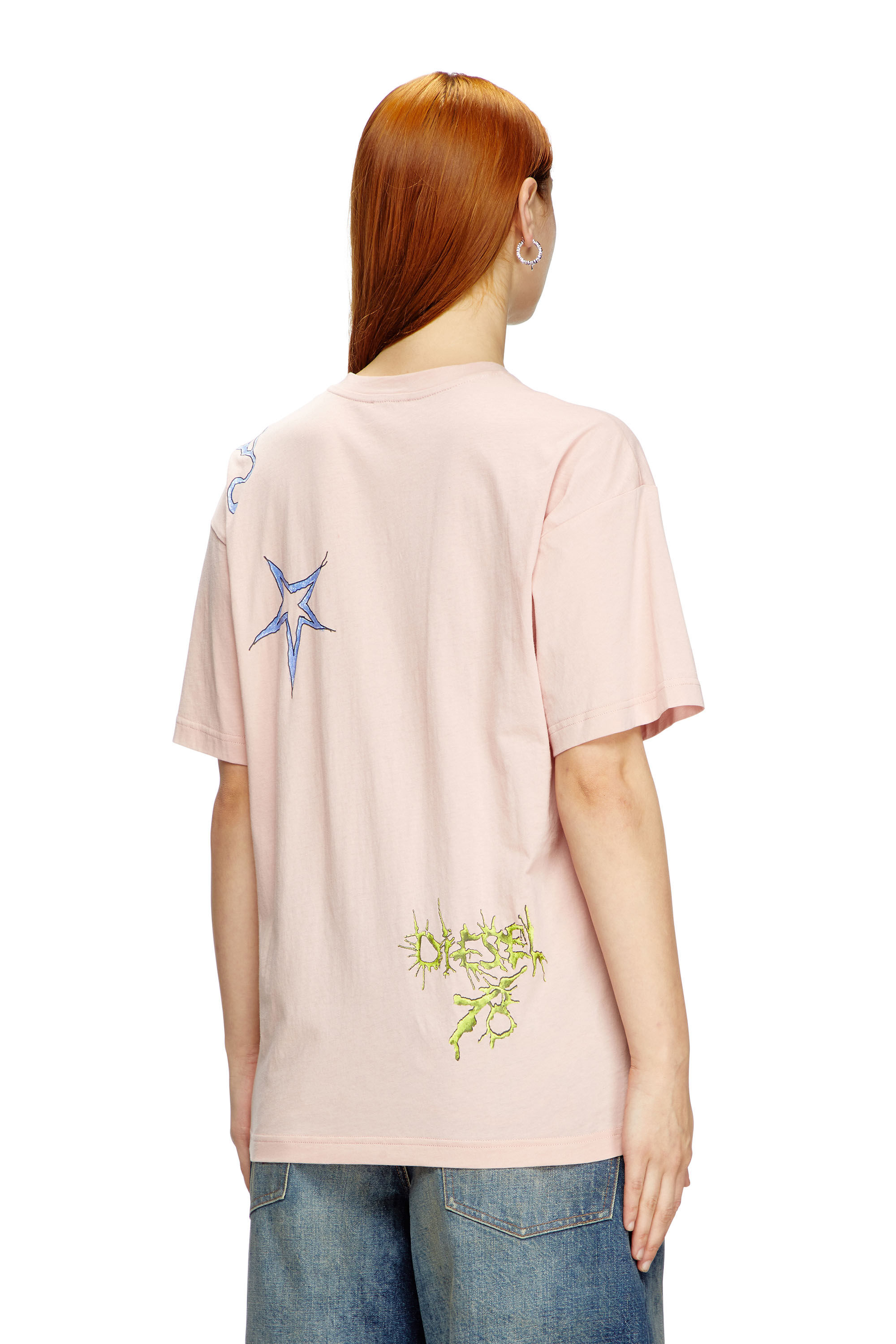 Diesel - T-BUXT-Q1, T-shirt avec imprimé graphique Femme in Rose - 4