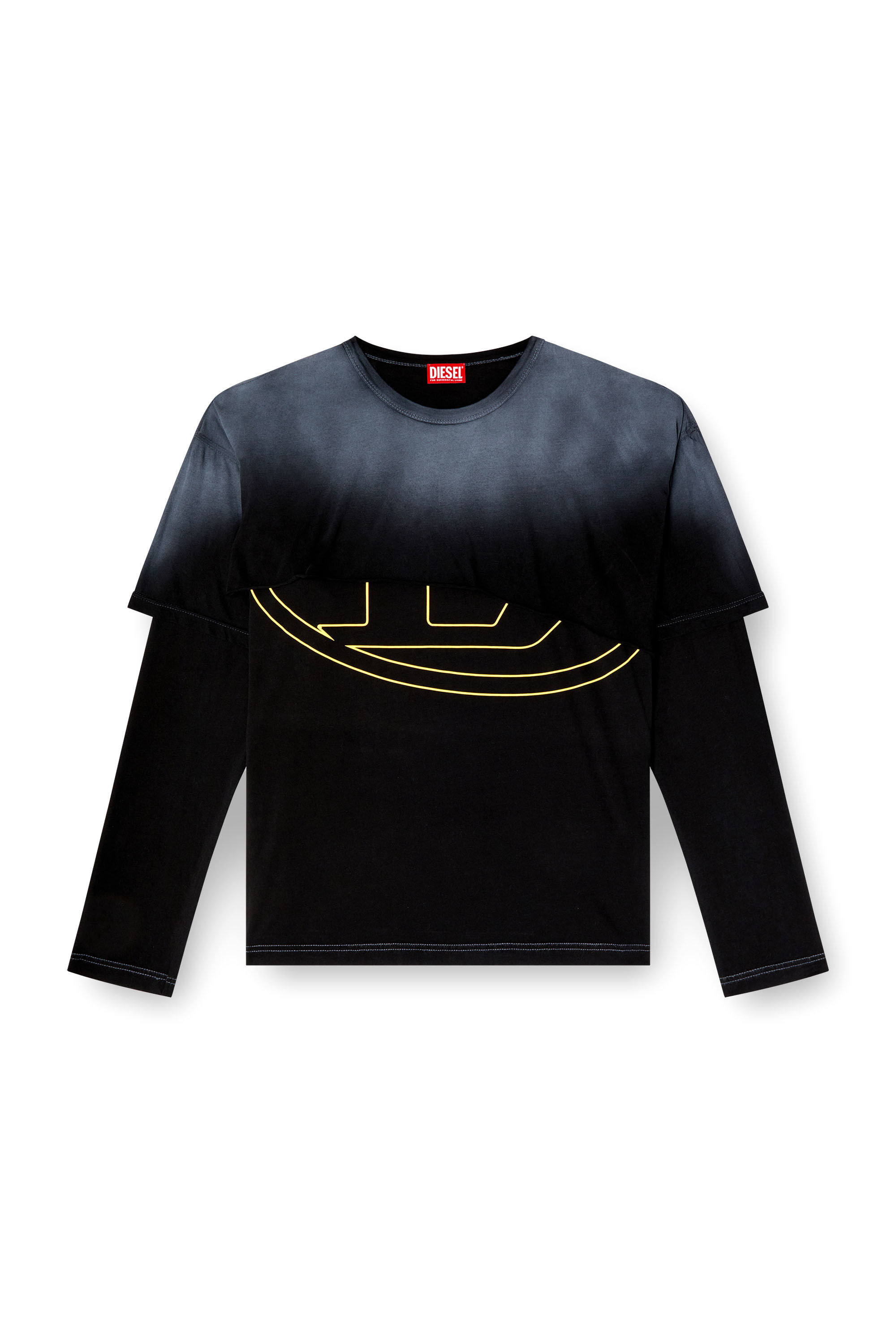 Diesel - T-BESH-CUT, T-shirt à manches longues destroy et superposé Homme in Noir - 2