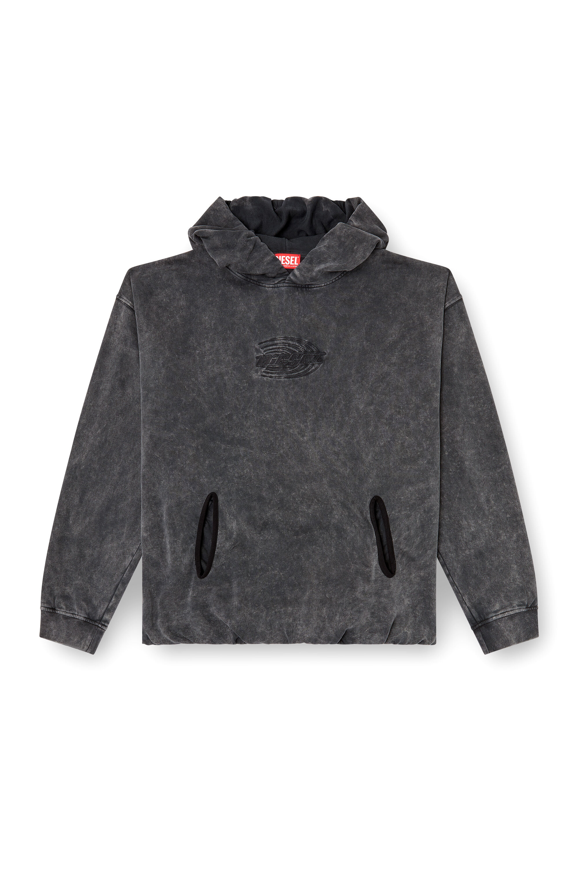 Diesel - S-BOXSTIC-HOOD, Sweat-shirt à capuche froncé et délavé à l'acide Mixte in Gris - 2