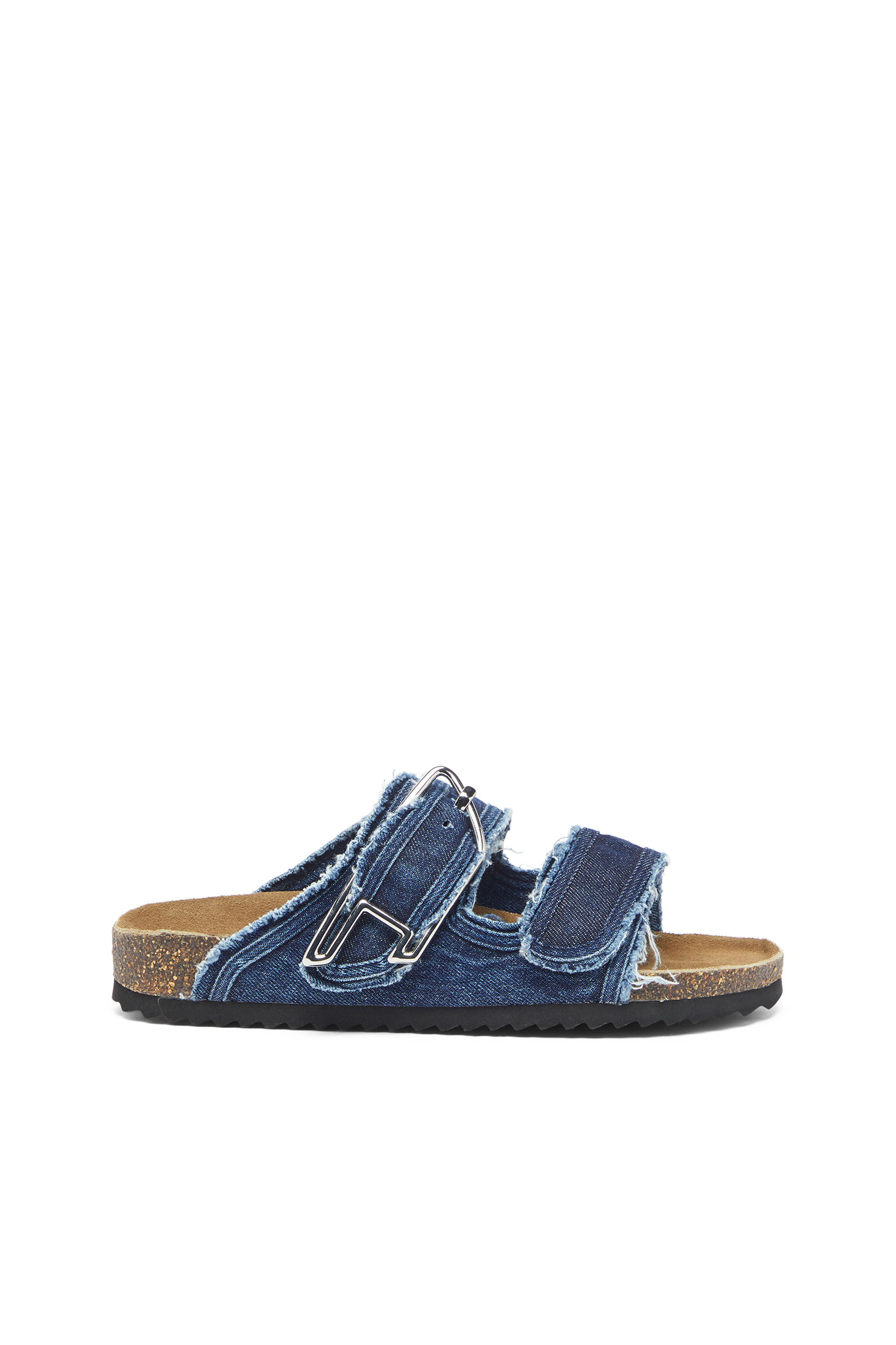 Diesel - D-WOODSTOCK D SANDAL W, D-Woodstock - Sandales &agrave; brides en denim effiloch&eacute; Femme in Bleu - 1