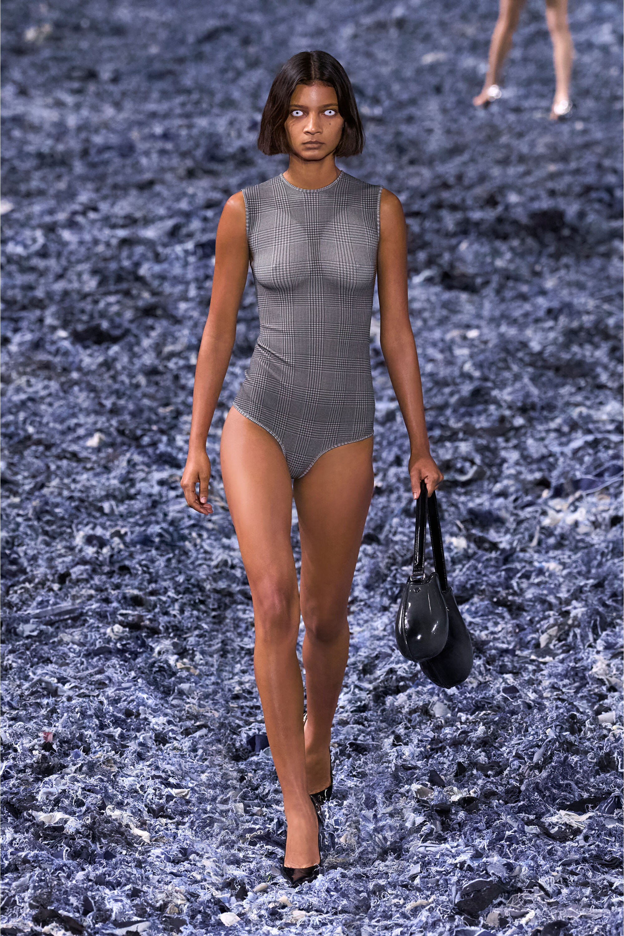Diesel - J-ETTA, Body en jersey contrecollé à carreaux Femme in Gris - 4