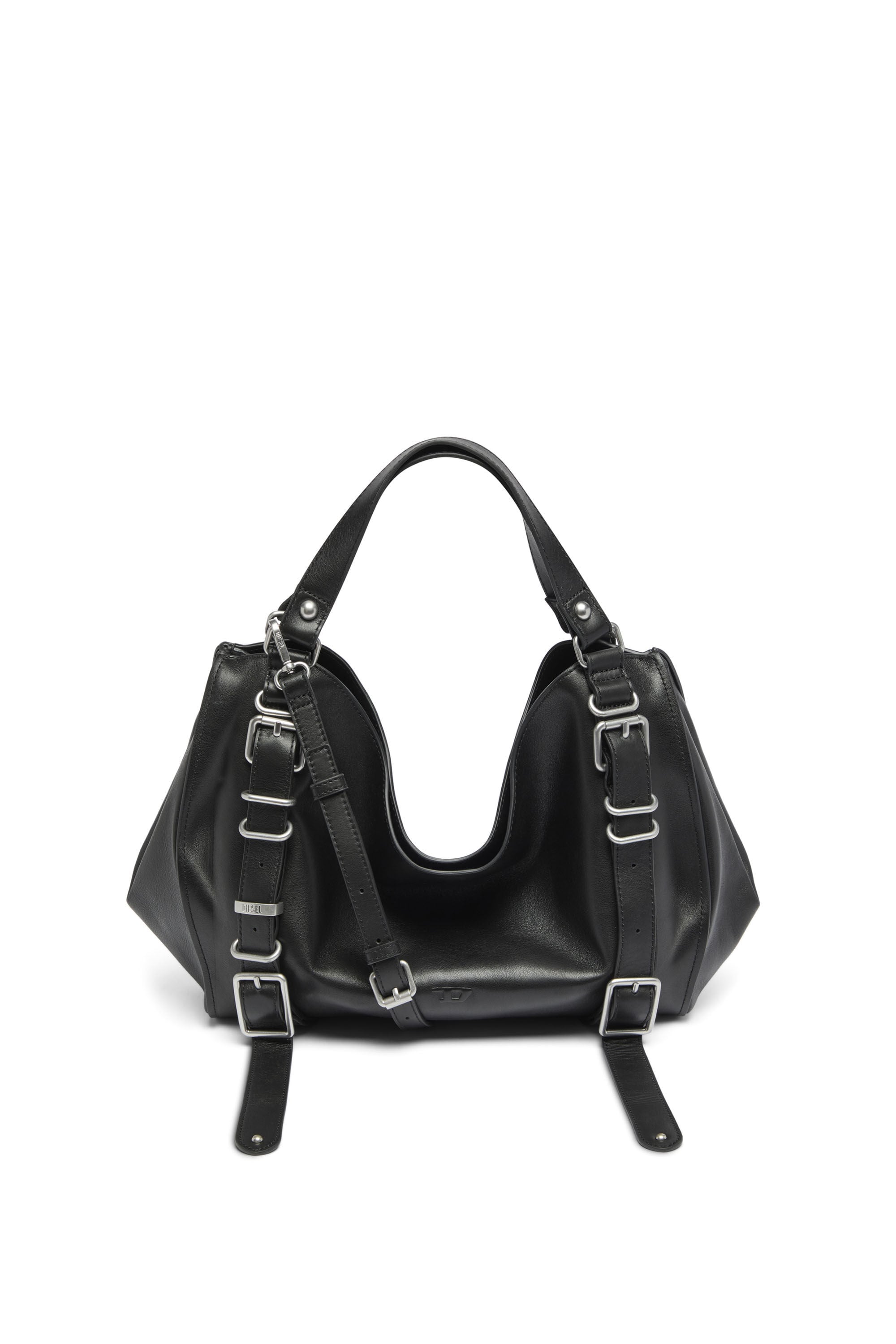 Diesel - D-ONE TOPHANDLE M, Unisex's D-One-Medium top-handle bag in treated leather in Black - 1