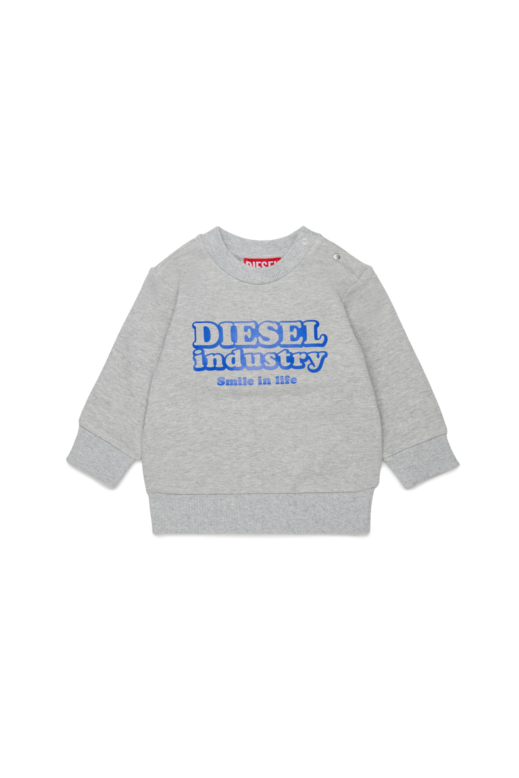 Diesel - SLODIMB, Man's Cotton sweatshirt with Diesel Industry print in Grey - 1