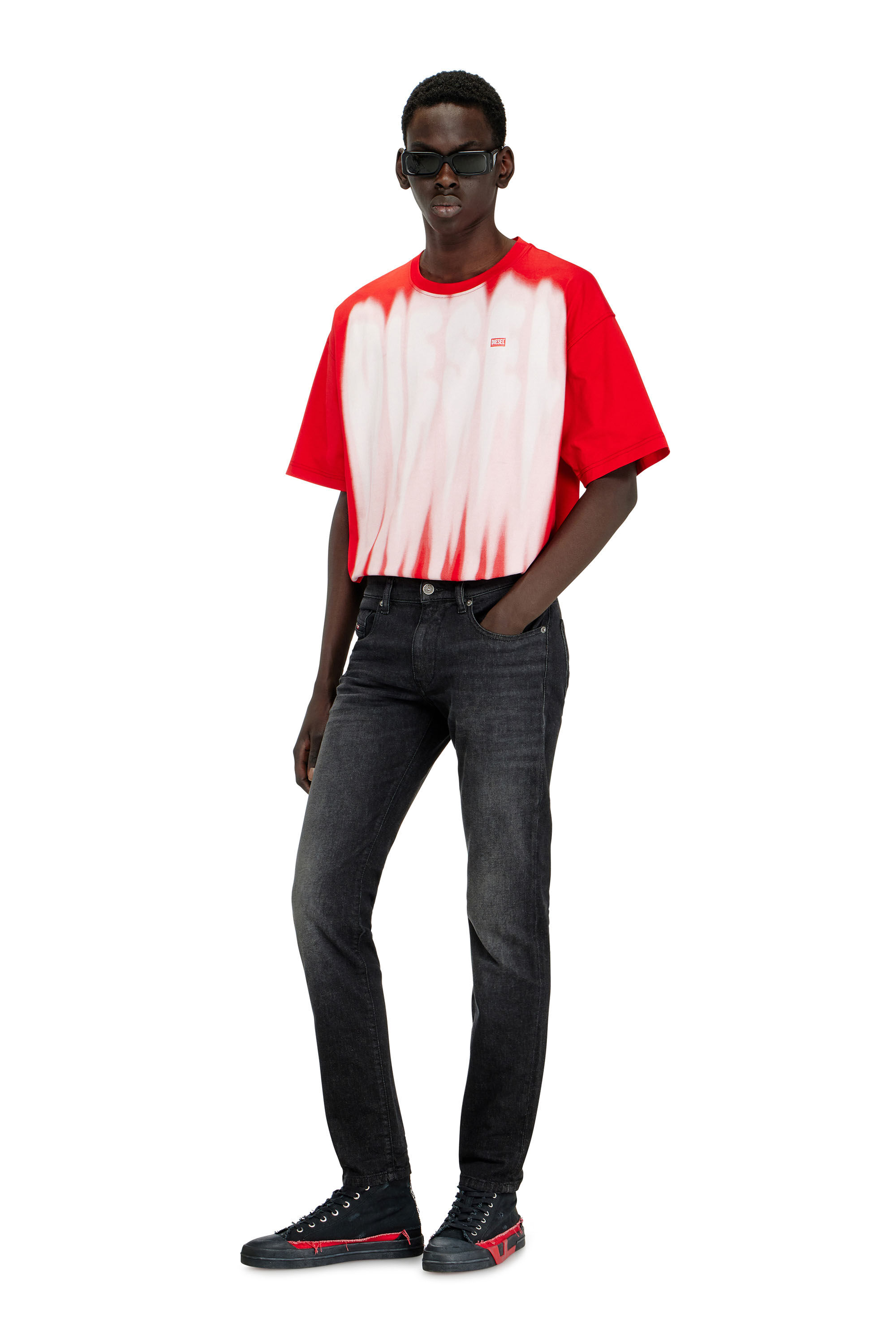 Diesel - Slim Jeans 2019 D-Strukt 0DBDT Homme, Noir/Gris fonc&eacute; - Image 1