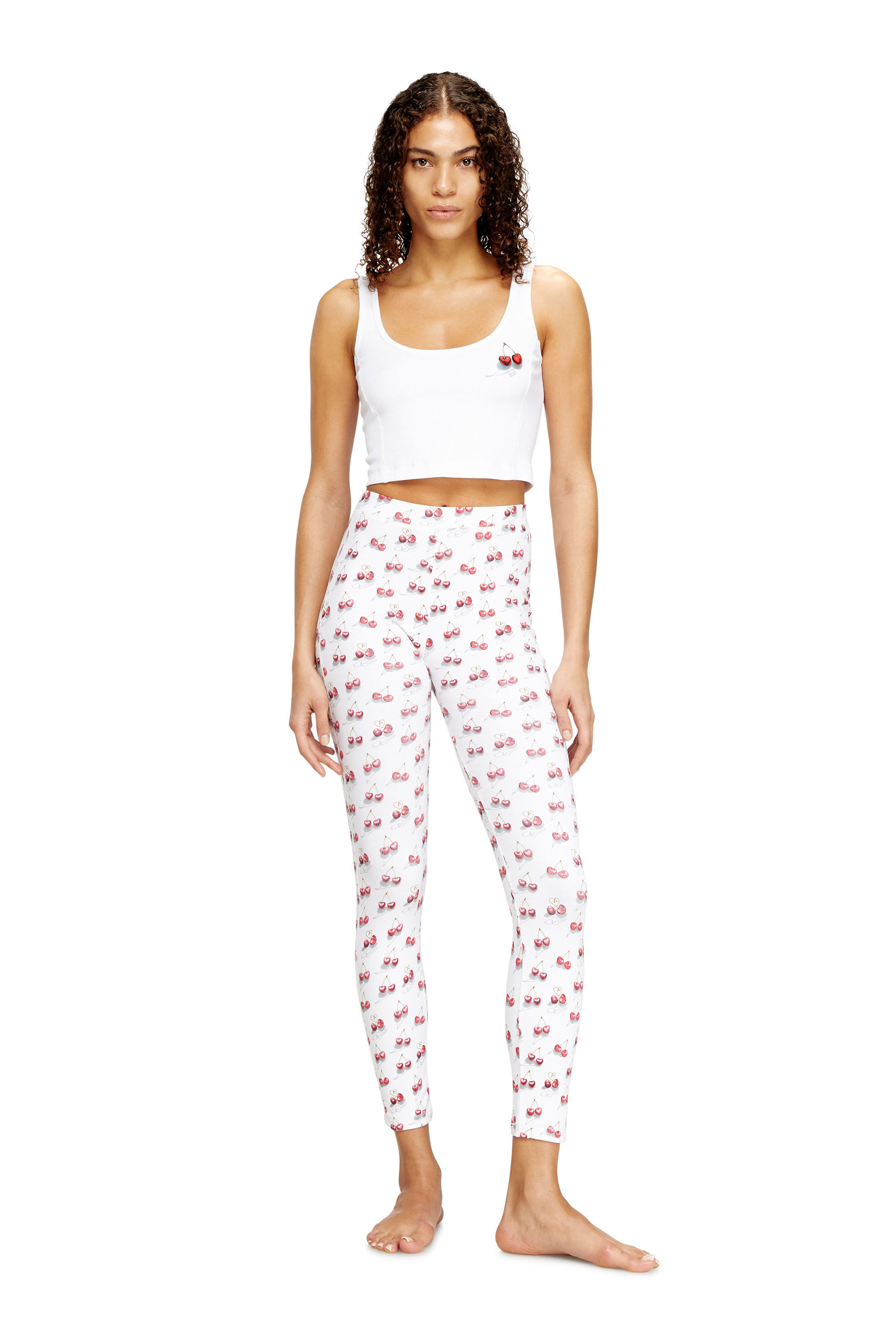 Diesel - SET-ABIGAIL-GFT, Pyjama à motif cerises en coton stretch Femme in Blanc - 1
