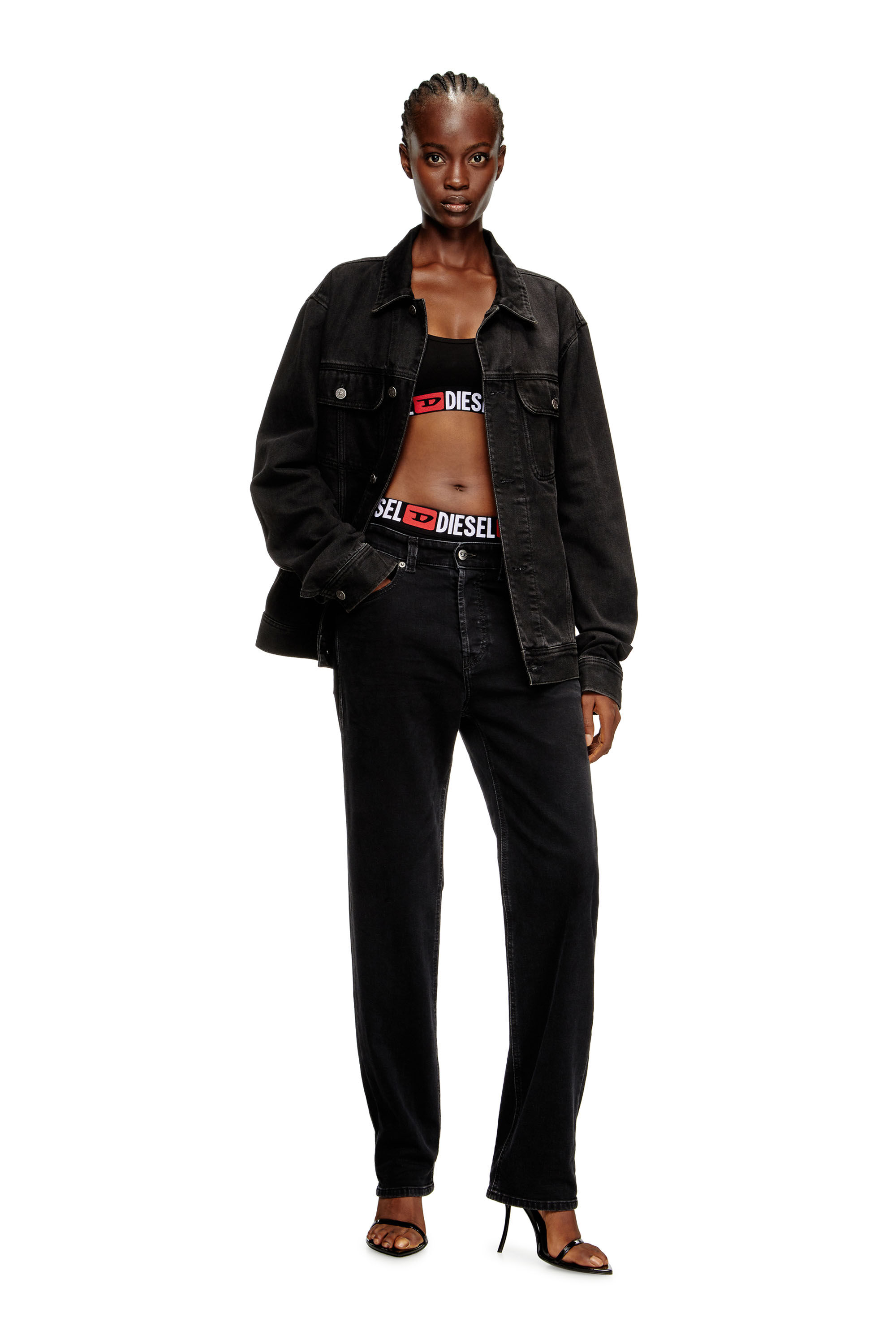 Diesel - UFSB-ORIBA, Bralette avec bande logo Femme in Noir - 6