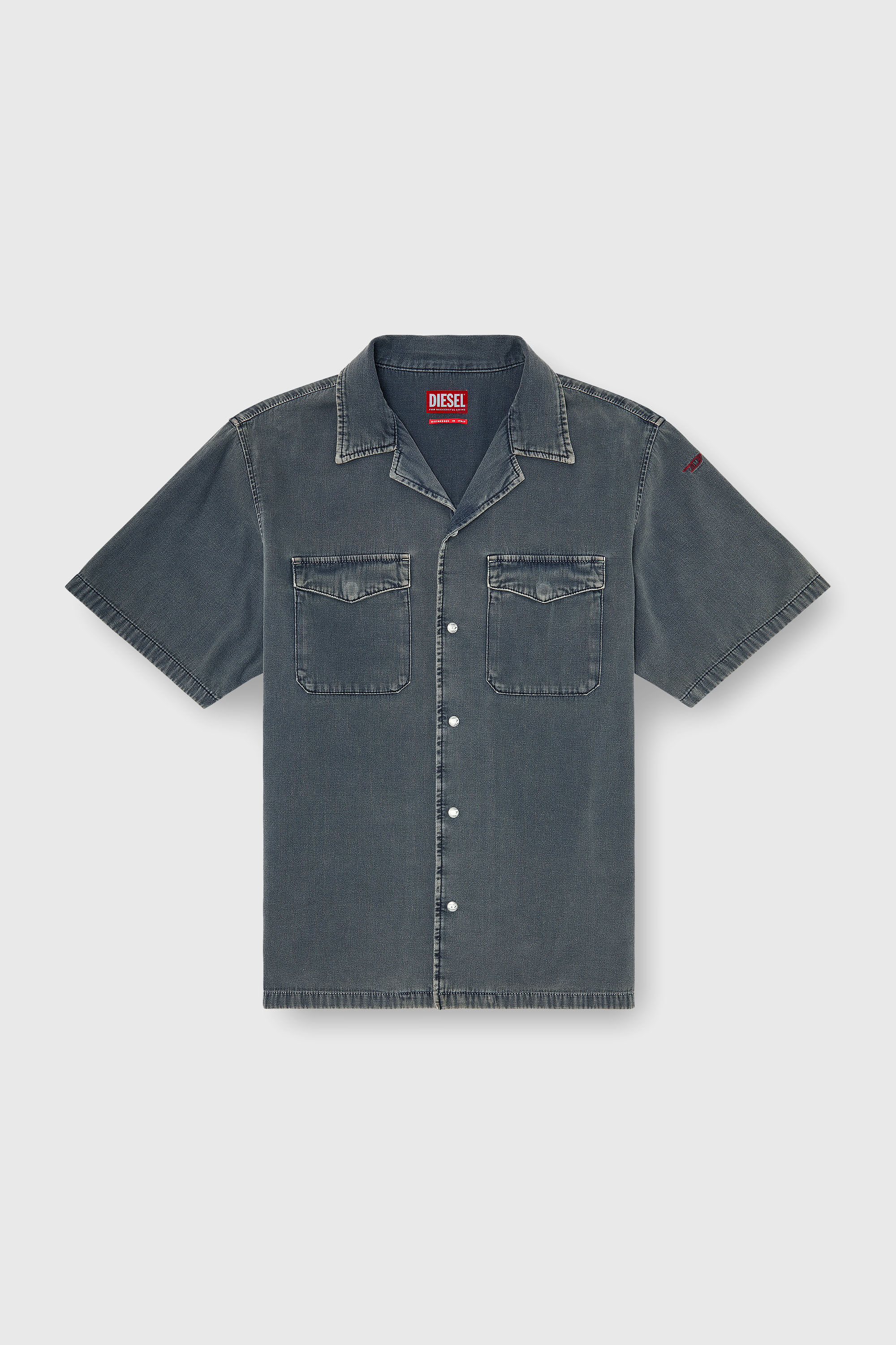 Diesel - D-NABIL-P, Chemise bowling en denim color&eacute; Homme in Gris - 2