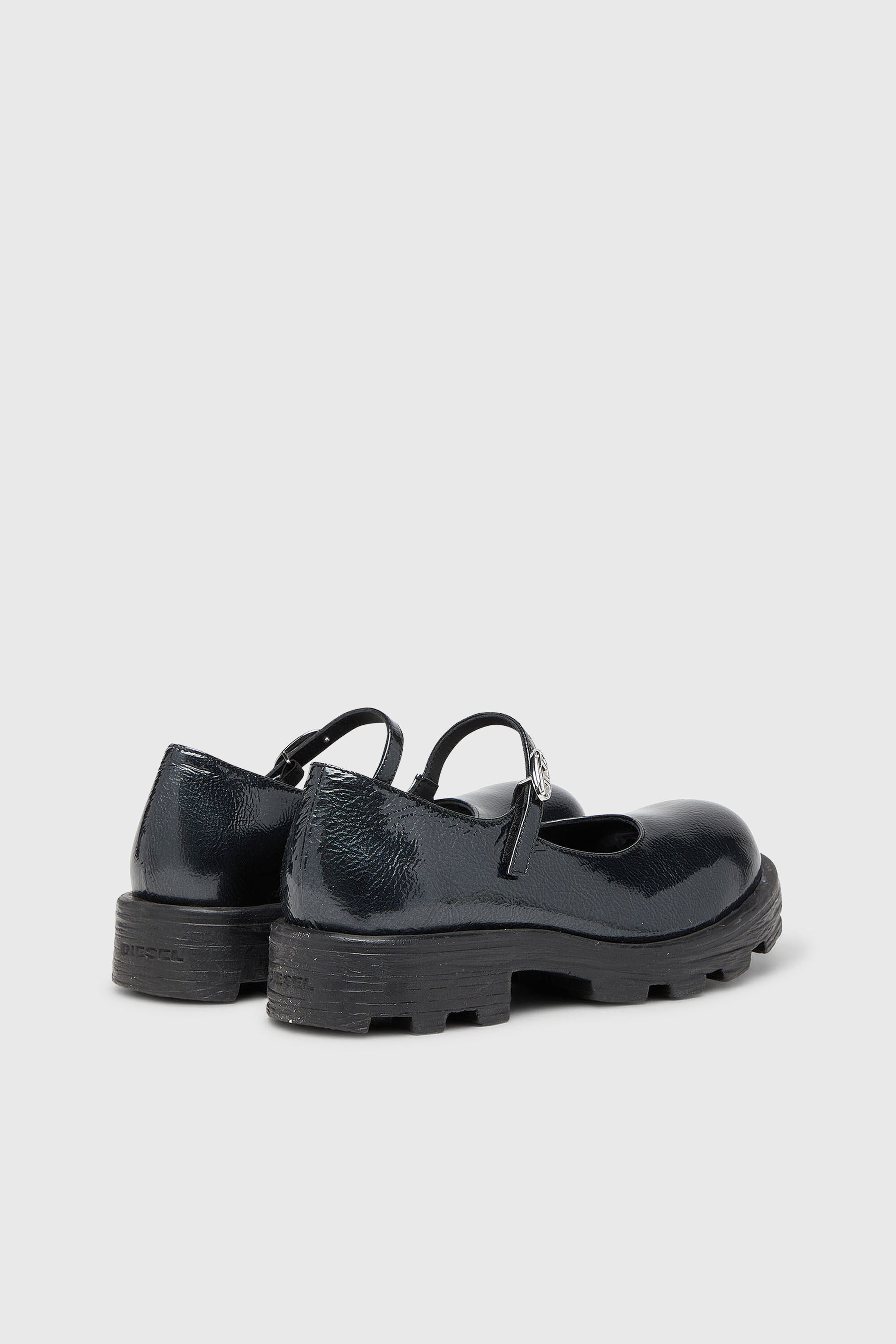 Diesel - D-HAMMER MARY JANE, D-Hammer - Babies &agrave; semelle crant&eacute;e en cuir verni Femme in Noir - 3