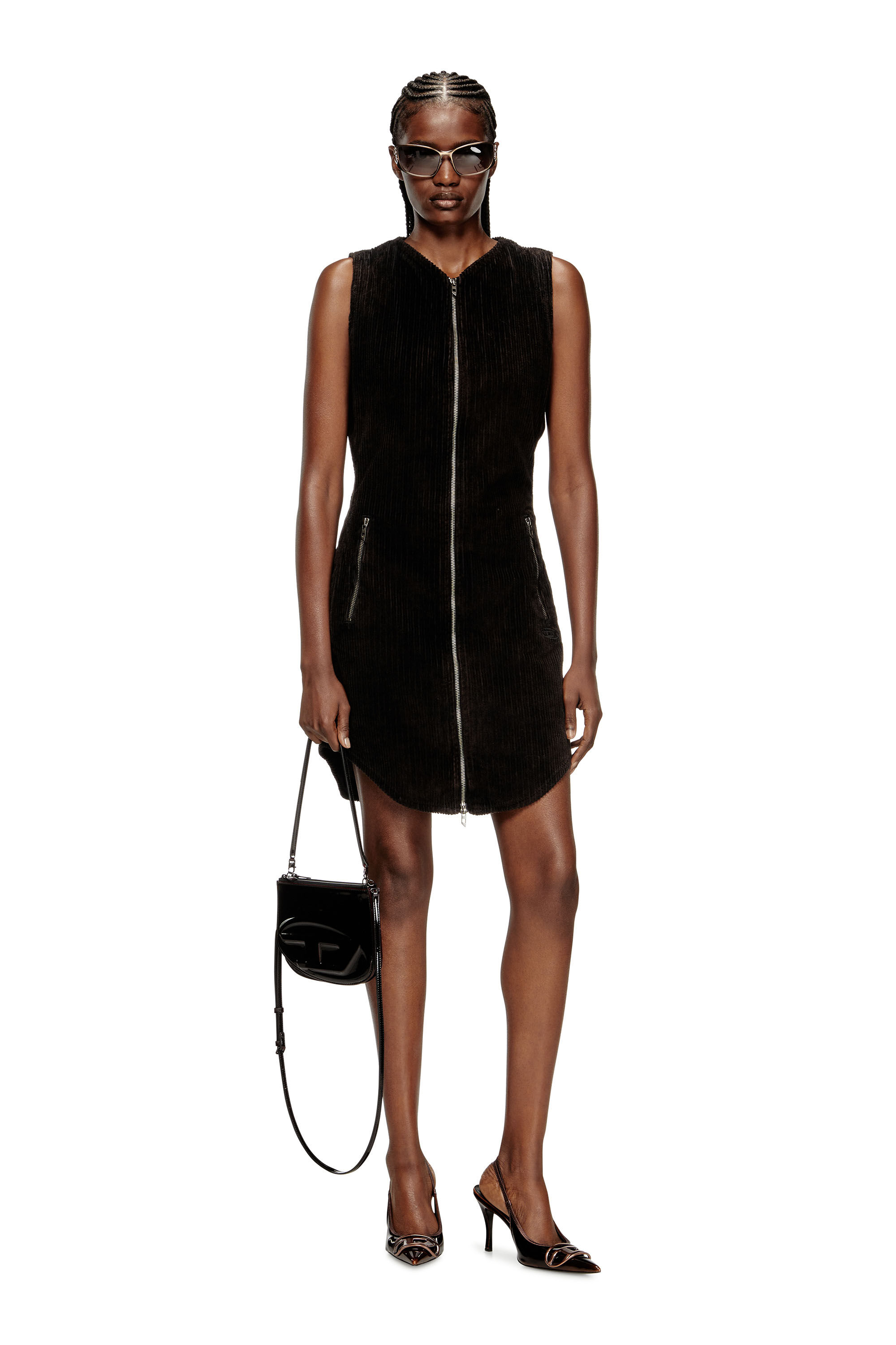 Diesel - D-ENEA, Mini robe en coton avec fermeture éclair à l'avant Femme in ToBeDefined - 1