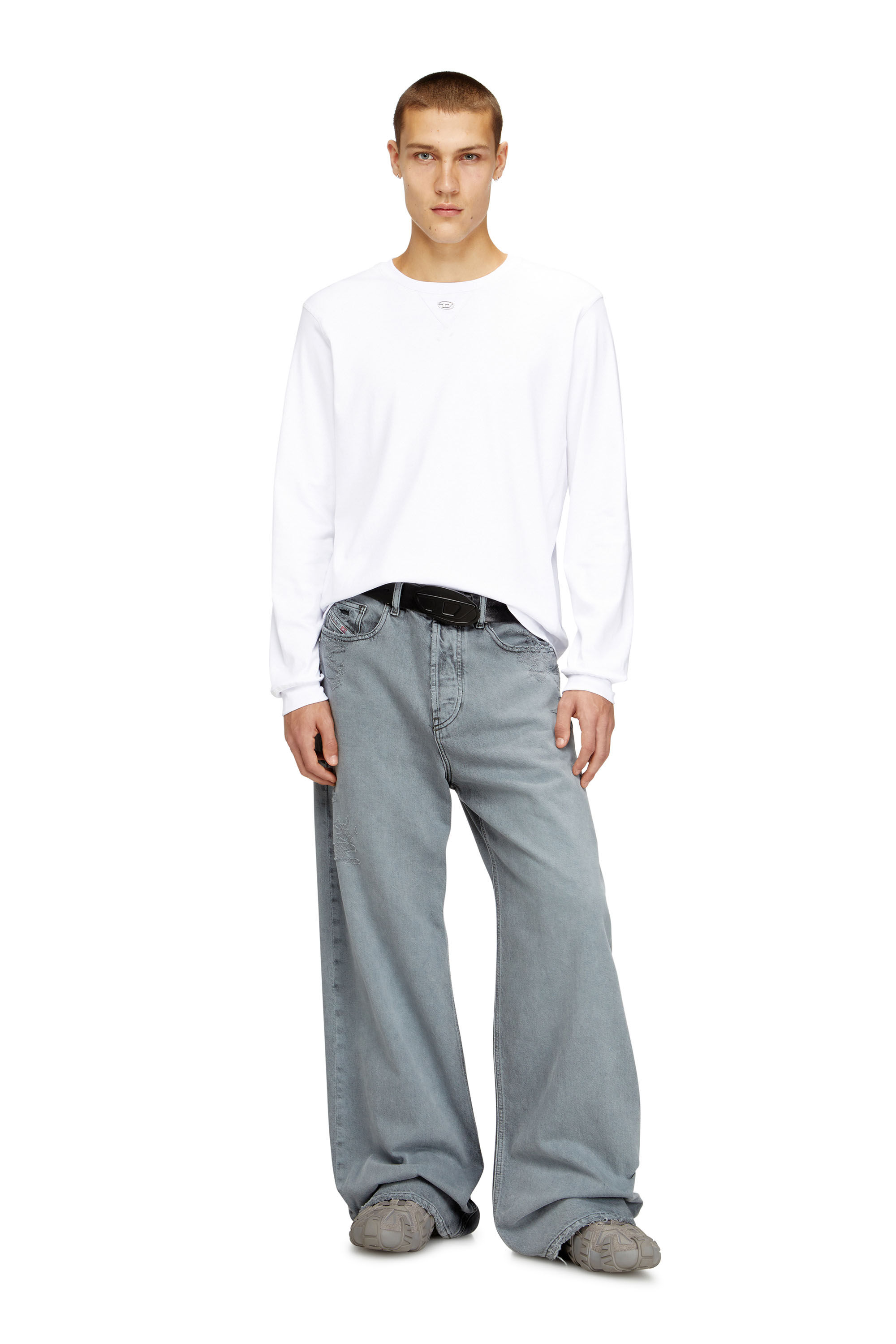 Diesel - T-MADJUST-LS-TR, T-shirt à manches longues en coton avec Oval D Homme in ToBeDefined - 1