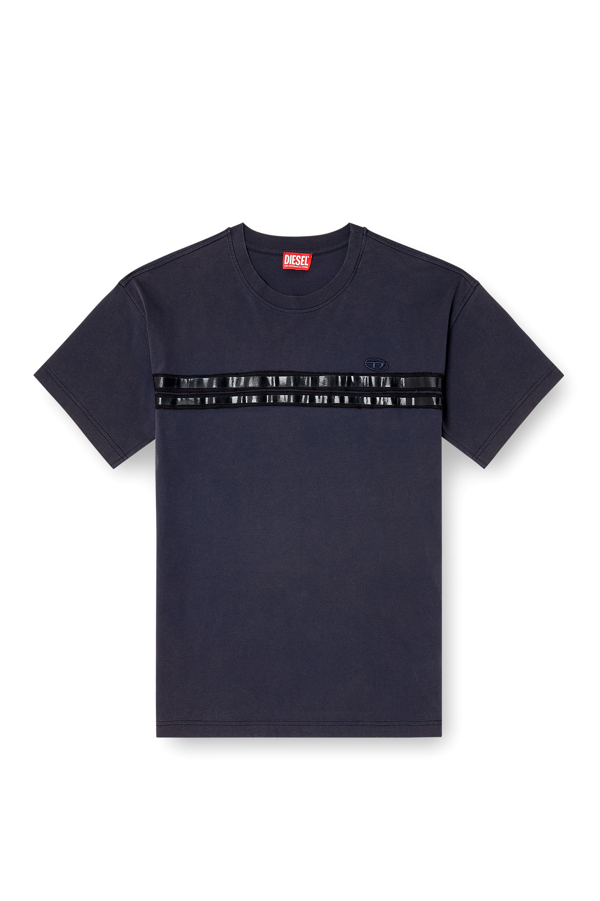 Diesel - T-REDDY, T-shirt en coton classique avec bandes framis Homme in Bleu - 2