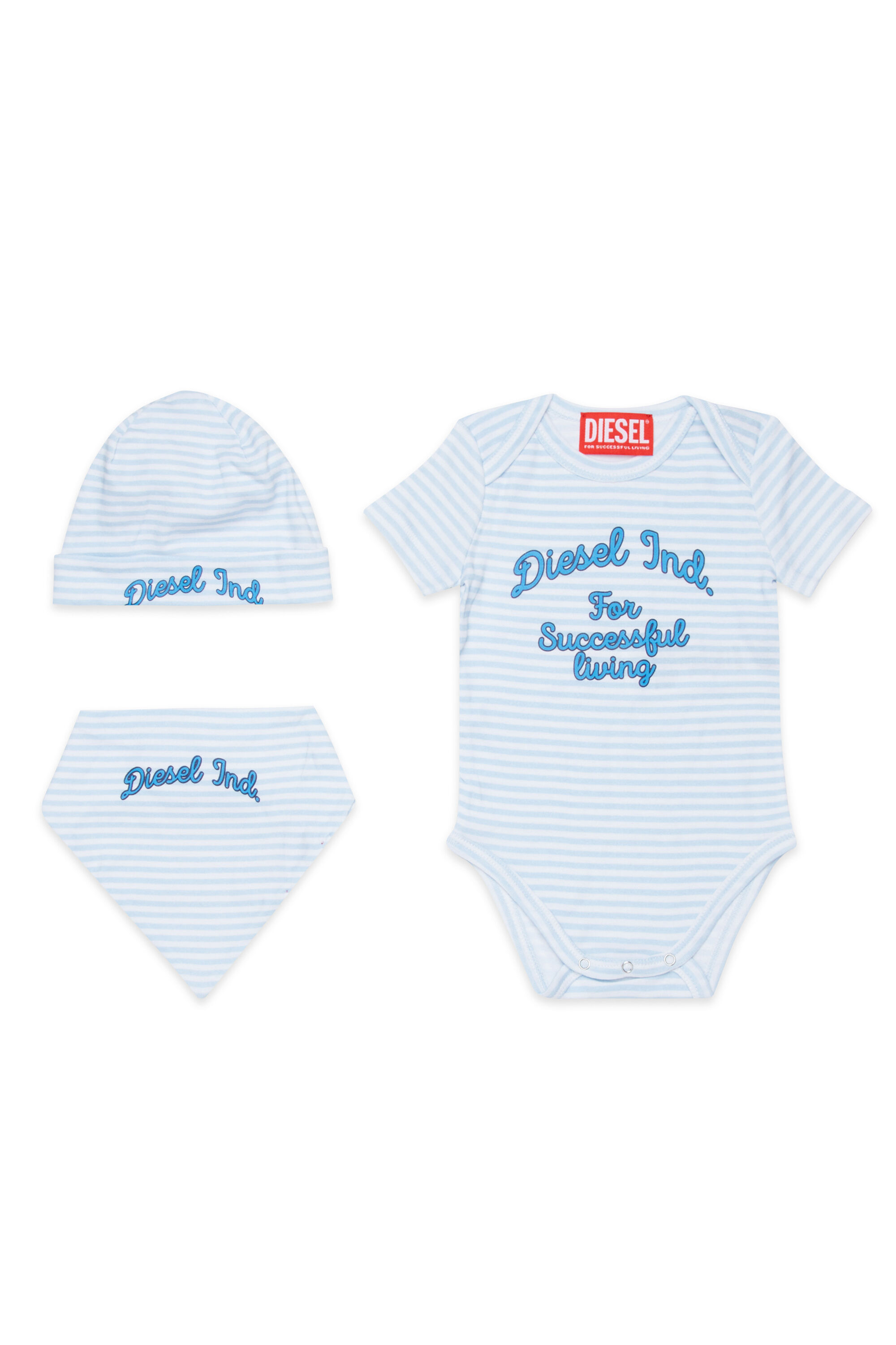 Diesel - USPELBOX-NB, Unisex's Baby gift set in striped cotton in Blue - 1