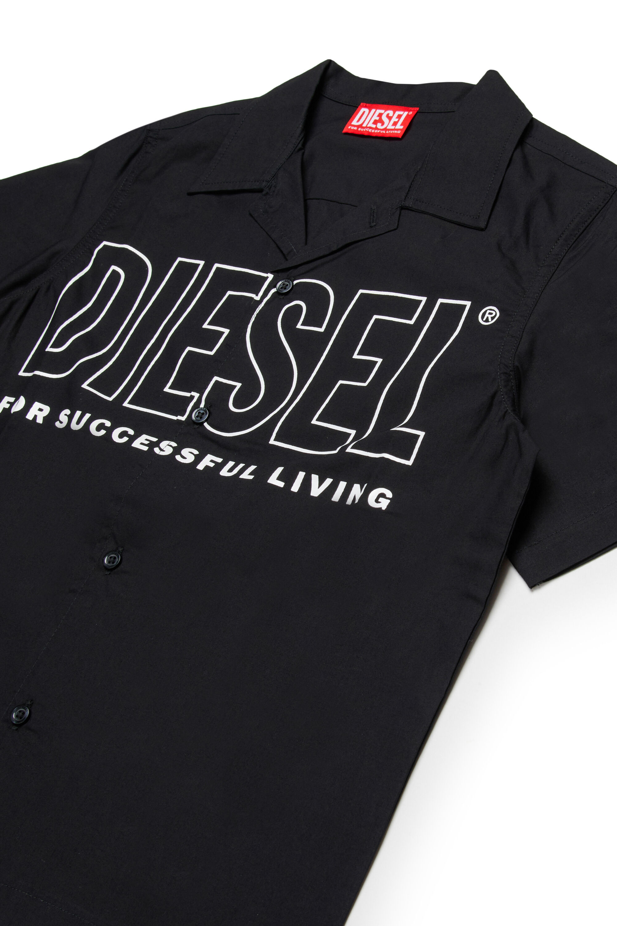 Diesel - MCDRID, Chemise en coton &agrave; manches courtes Homme in Noir - 3