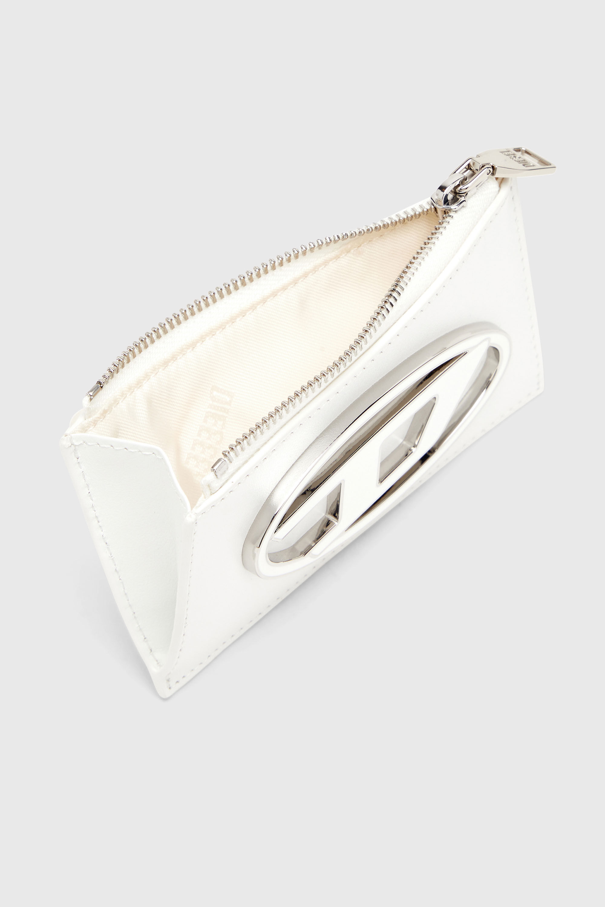 Diesel - 1DR CARD HOLDER III, Porte-cartes plat en cuir nappa Femme in Blanc - 3