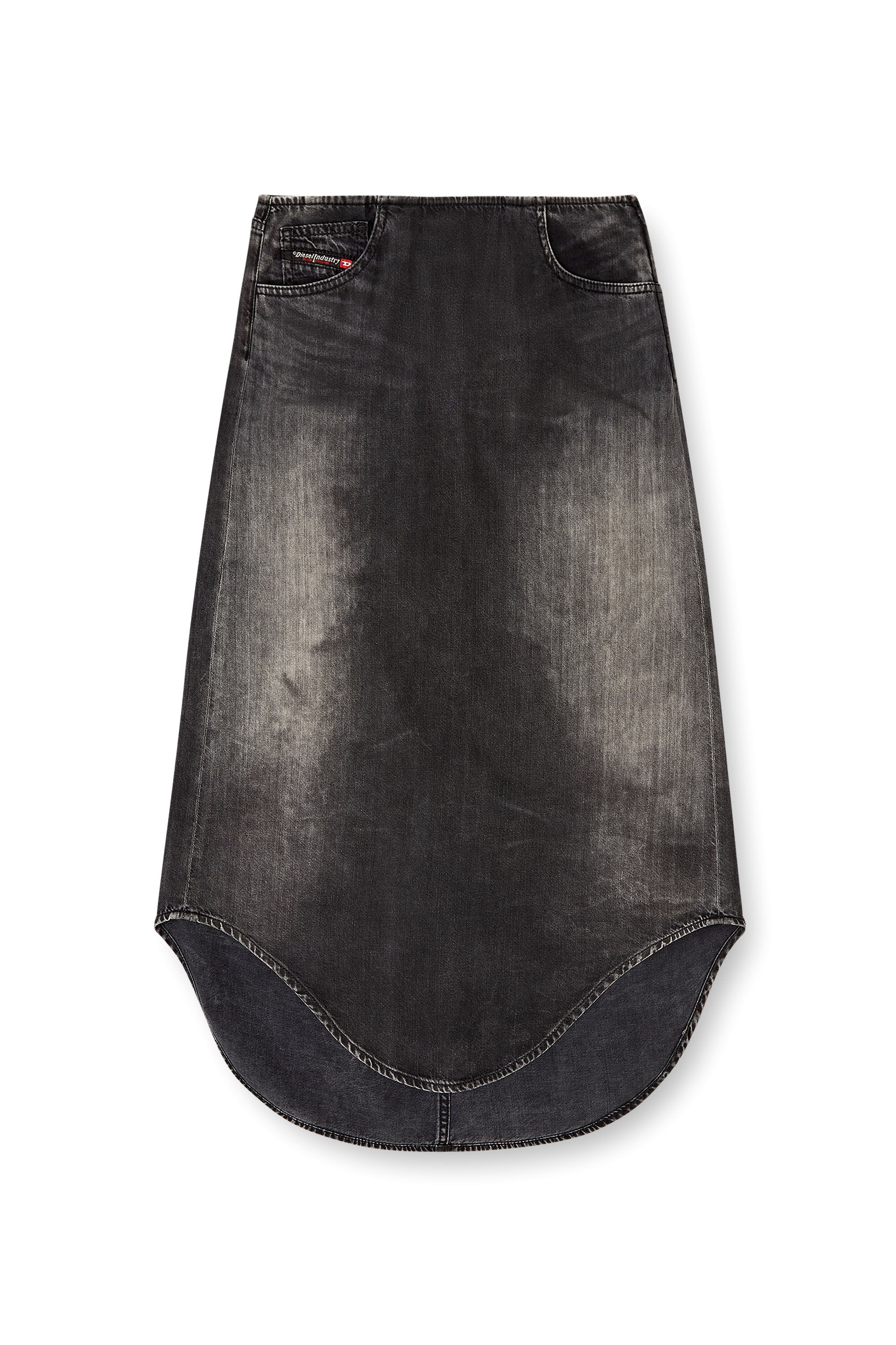 Diesel - DE-PLUMY-S, Jupe midi en jean avec effet shadow Femme in Noir - 2