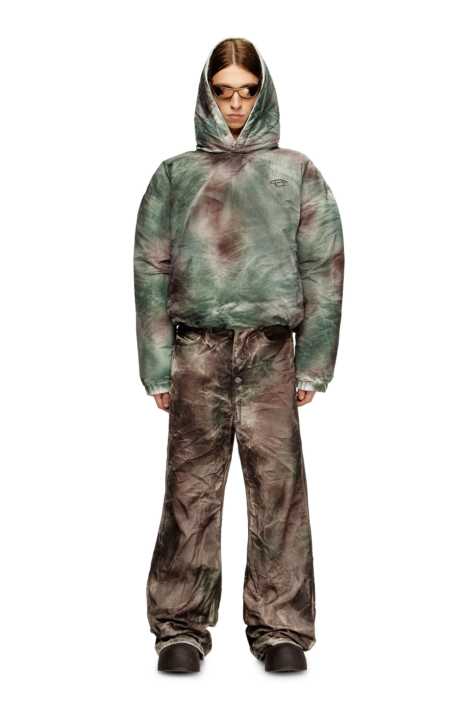 Diesel - W-THUG-JKT-PUFFY, Veste à capuche bouffante en nylon camouflage Mixte in Polychrome - 1
