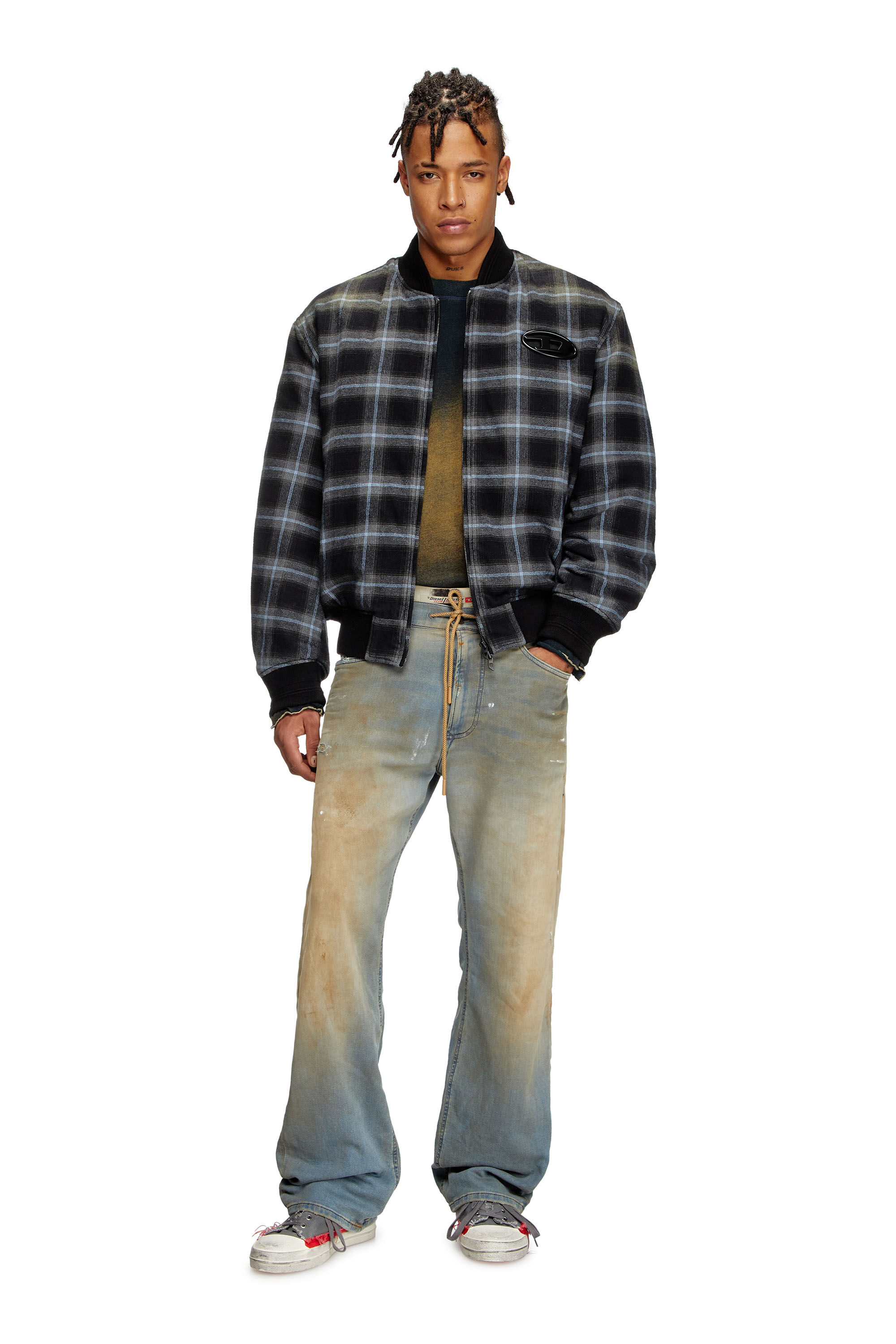 Diesel - J-SAINT, Veste bomber matelassée en flanelle à carreaux Homme in Polychrome - 1