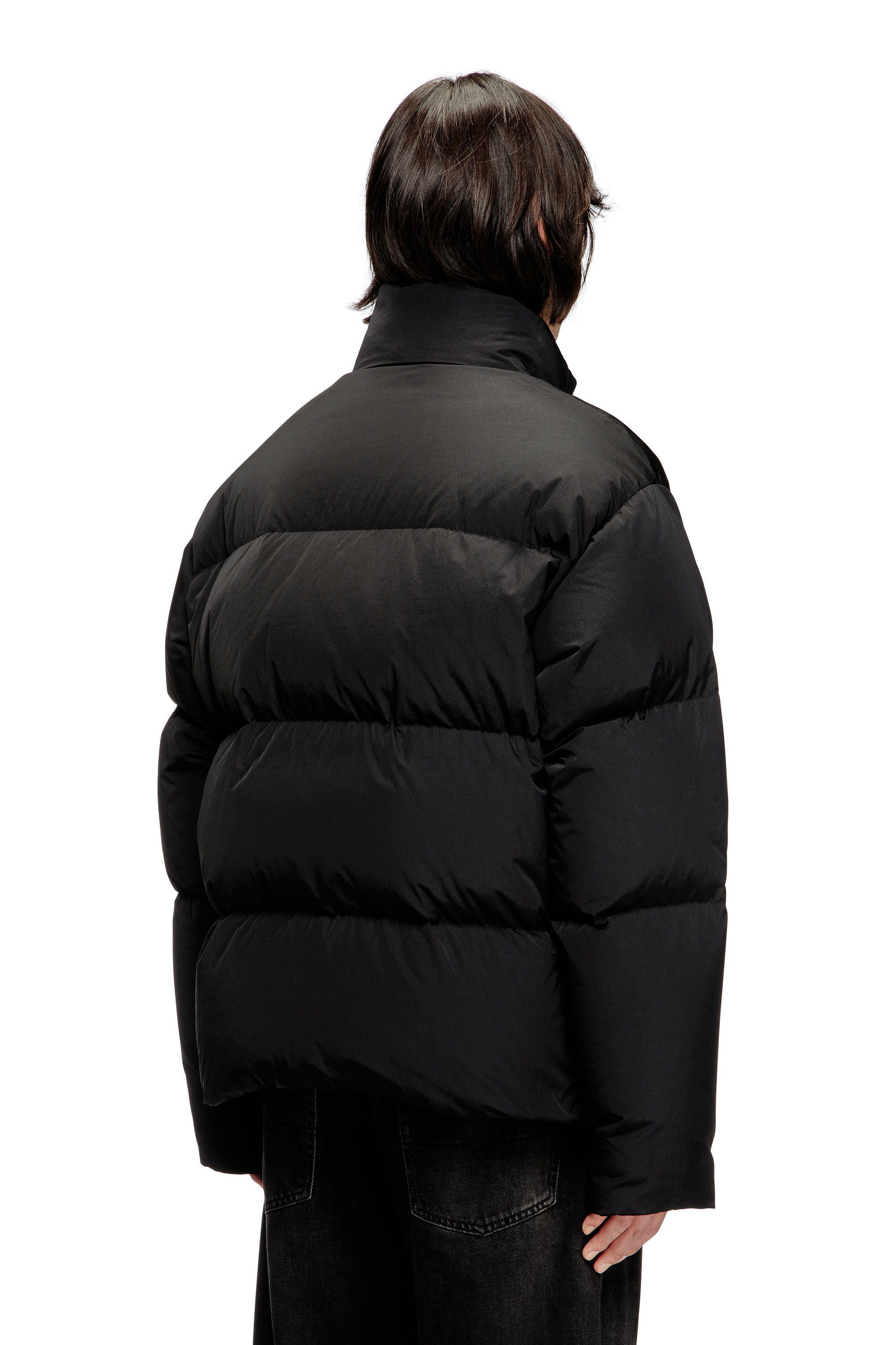 Diesel - W-RAVEEL, Veste doudoune &agrave; capuche en nylon froiss&eacute; Homme in Noir - 4