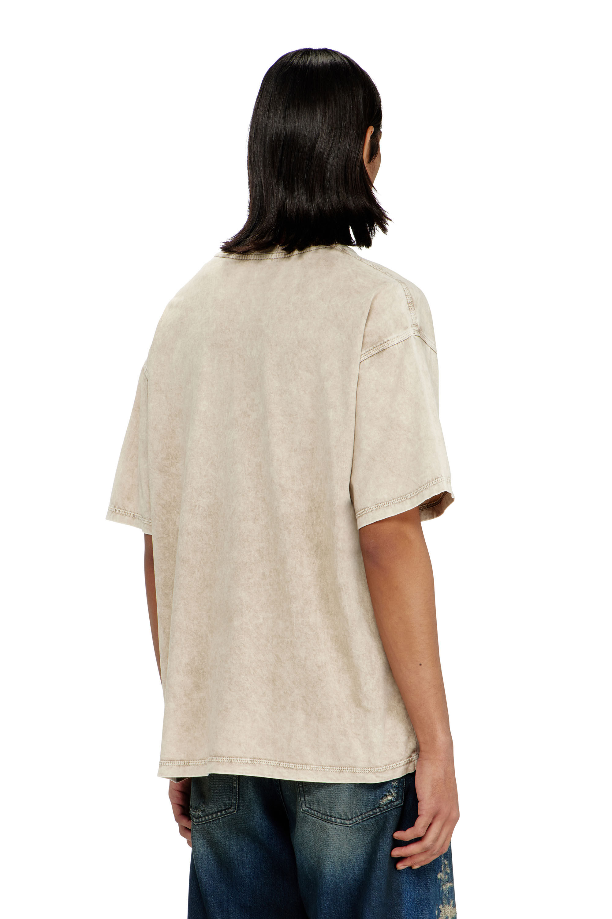 Diesel - T-BOXT-AA14, T-shirt en coton avec effet trait&eacute; Homme in Beige - 4