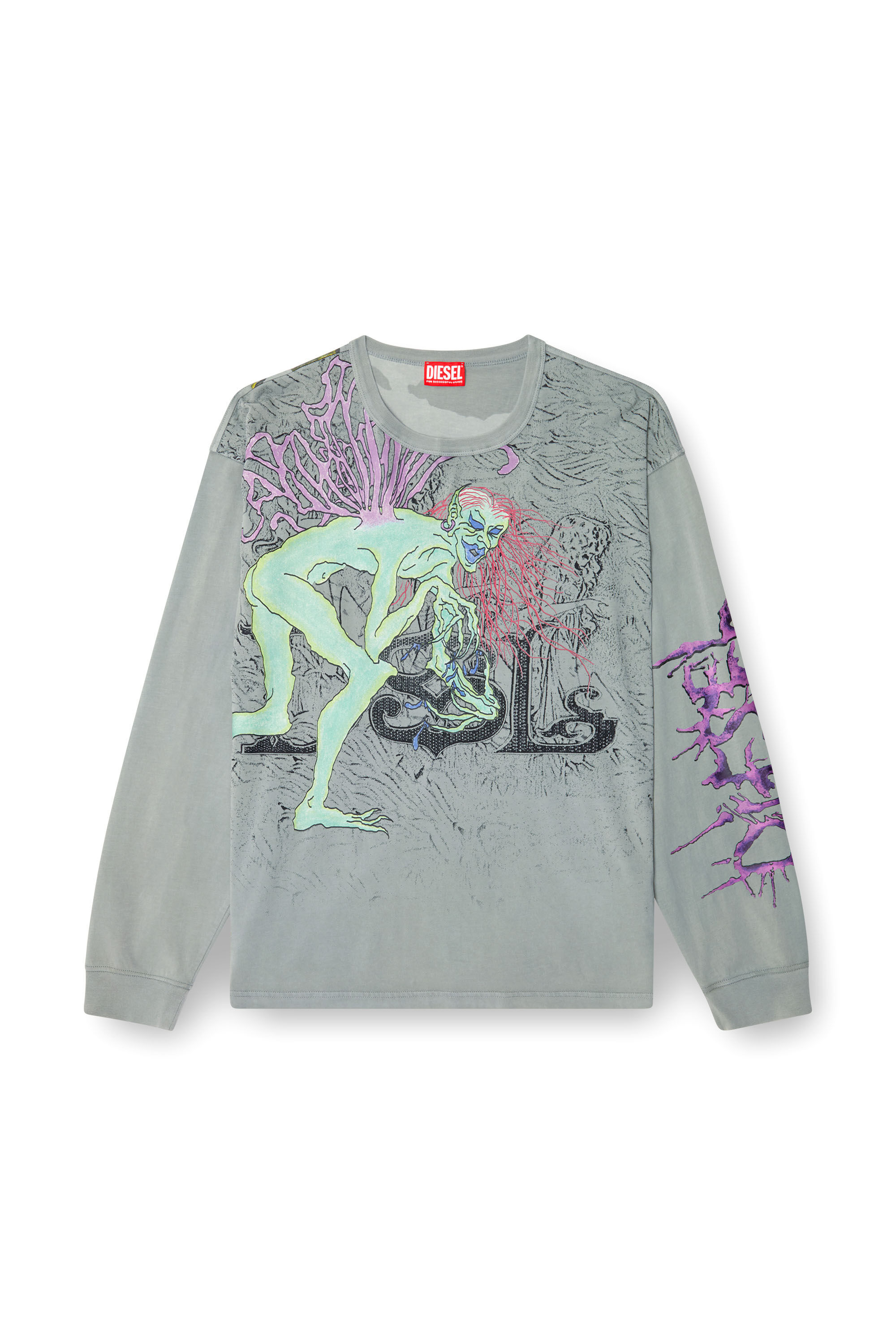 Diesel - T-BOXT-LS-R12, T-shirt à manches longues avec graphismes de tatouage Homme in Gris - 2