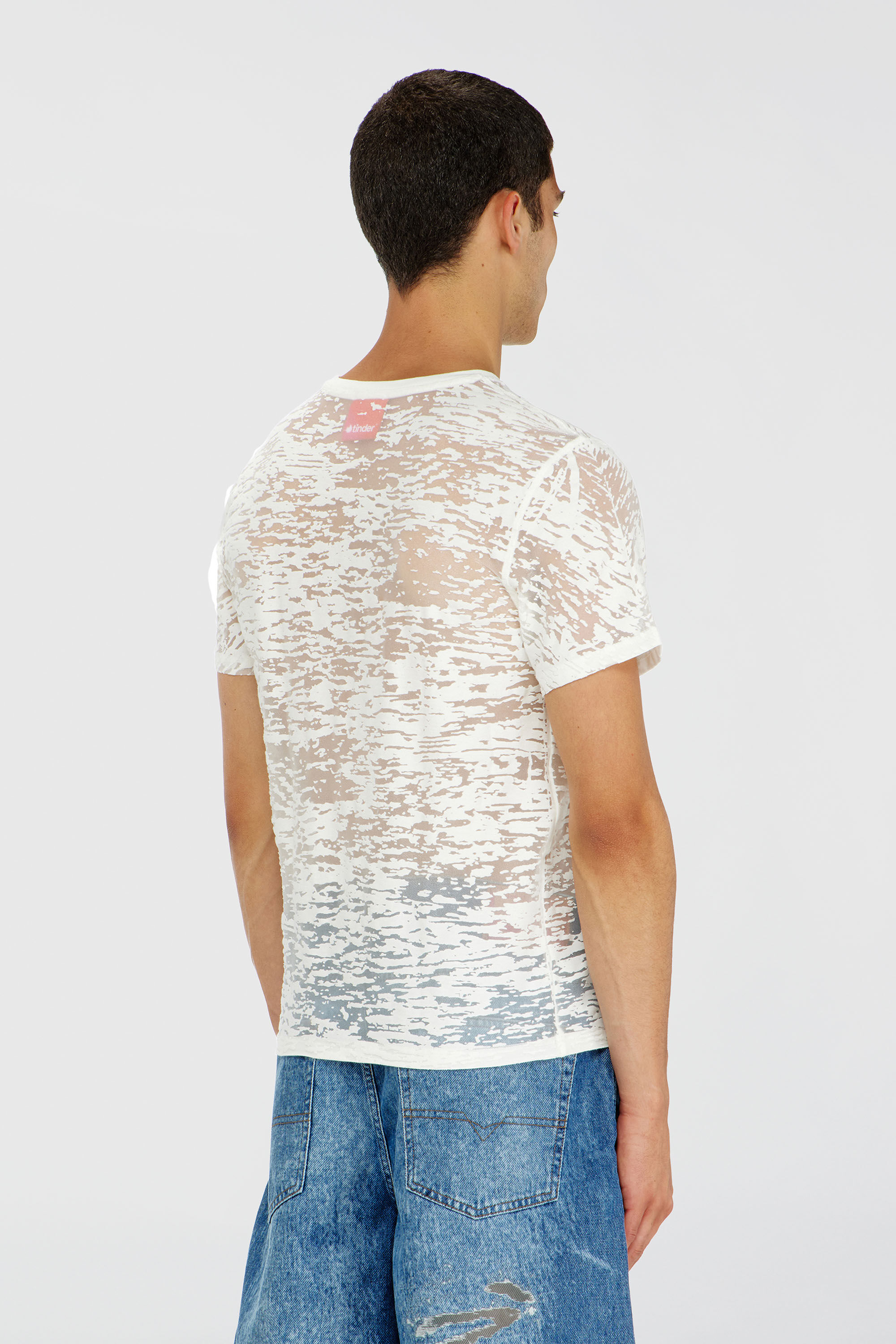 Diesel - PR-T-NOTS-MATI-R, T-shirt en jersey all-over devor&eacute; Mixte in Blanc - 4