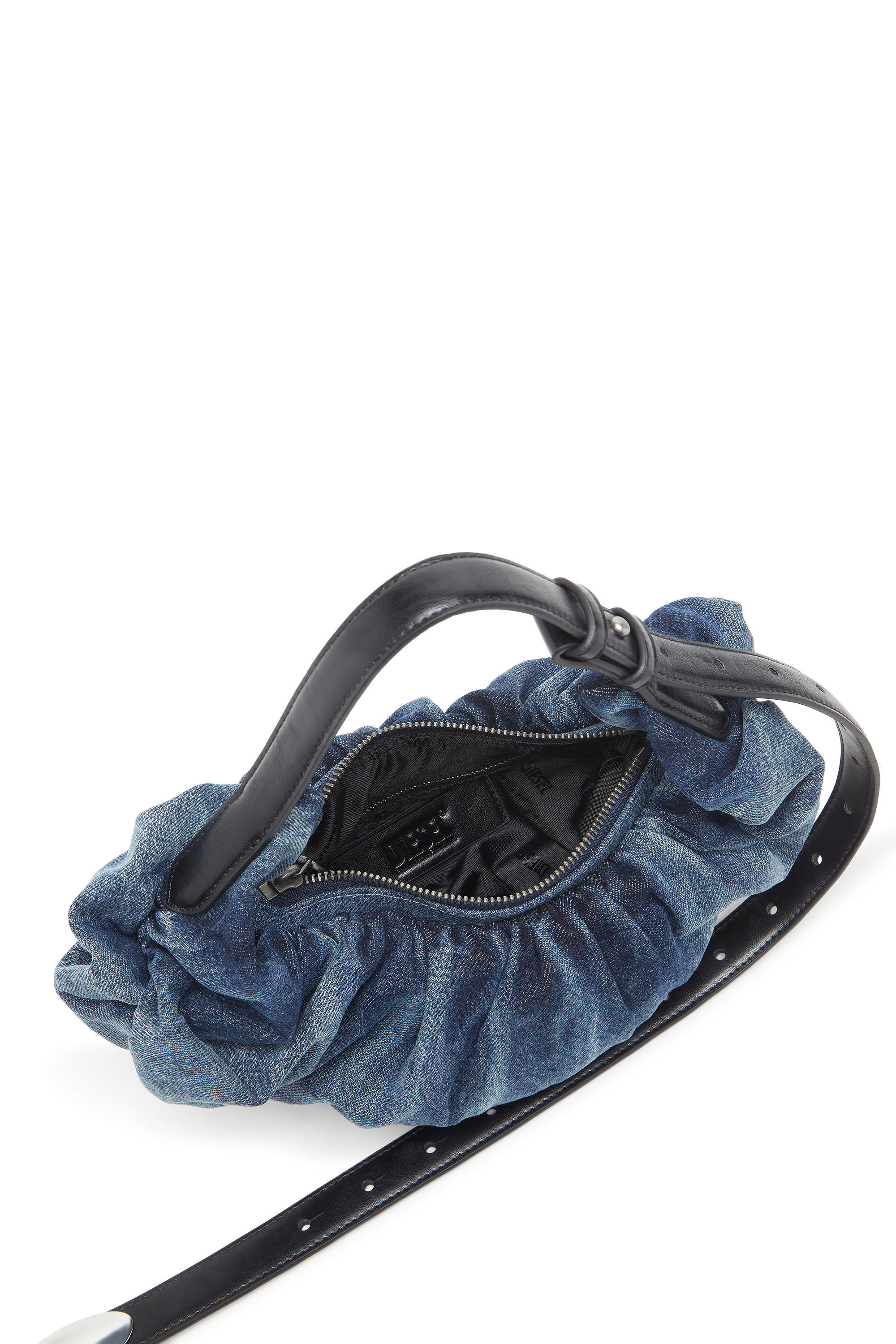 Diesel - GRAB-D HOBO S, Grab-D S-Petit sac hobo froiss&eacute; en denim trait&eacute; Femme in Bleu - 3