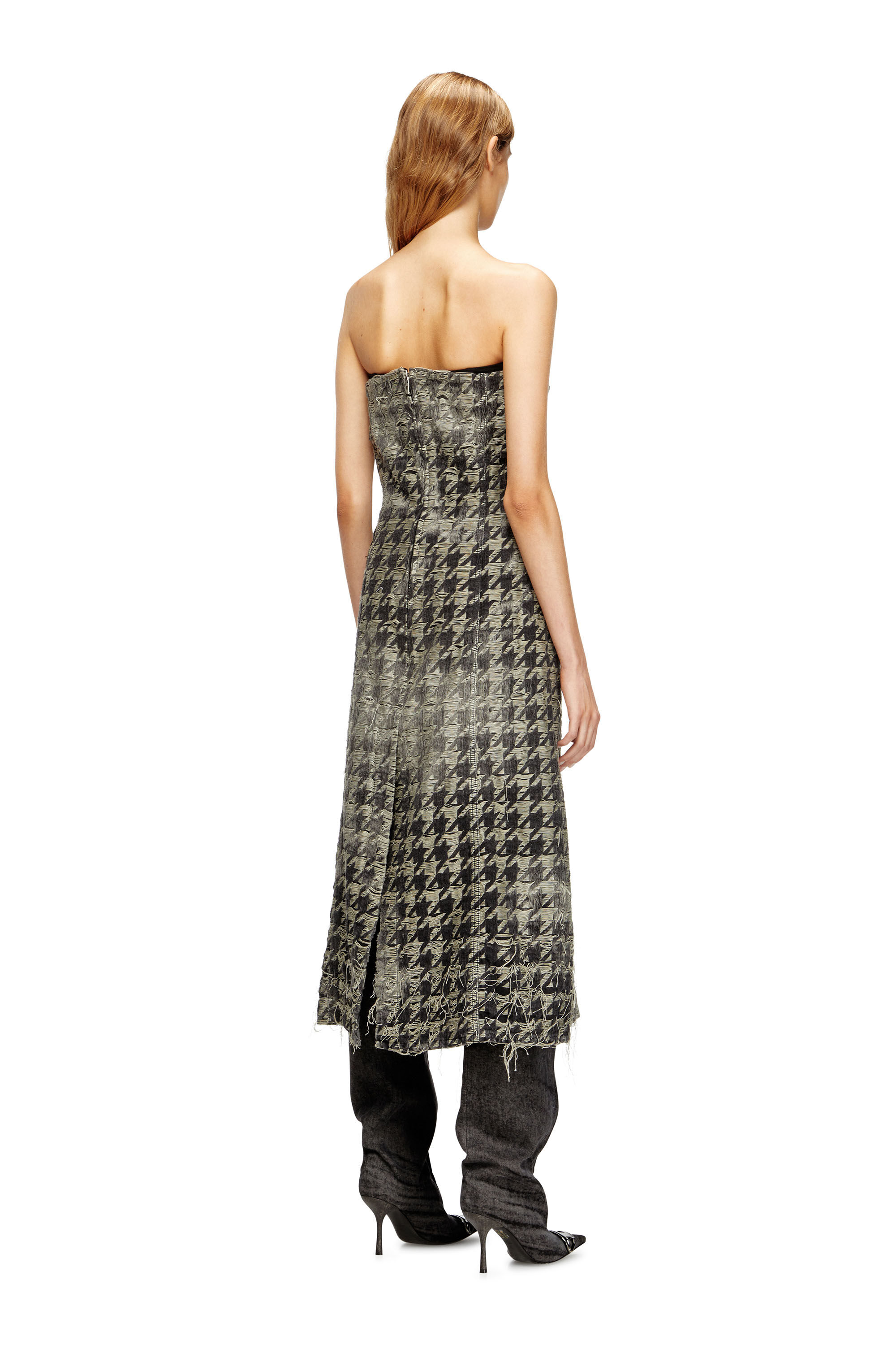 Diesel - DE-OLIVIA-FSH, Robe midi en denim tissé pied-de-poule Femme in Polychrome - 4