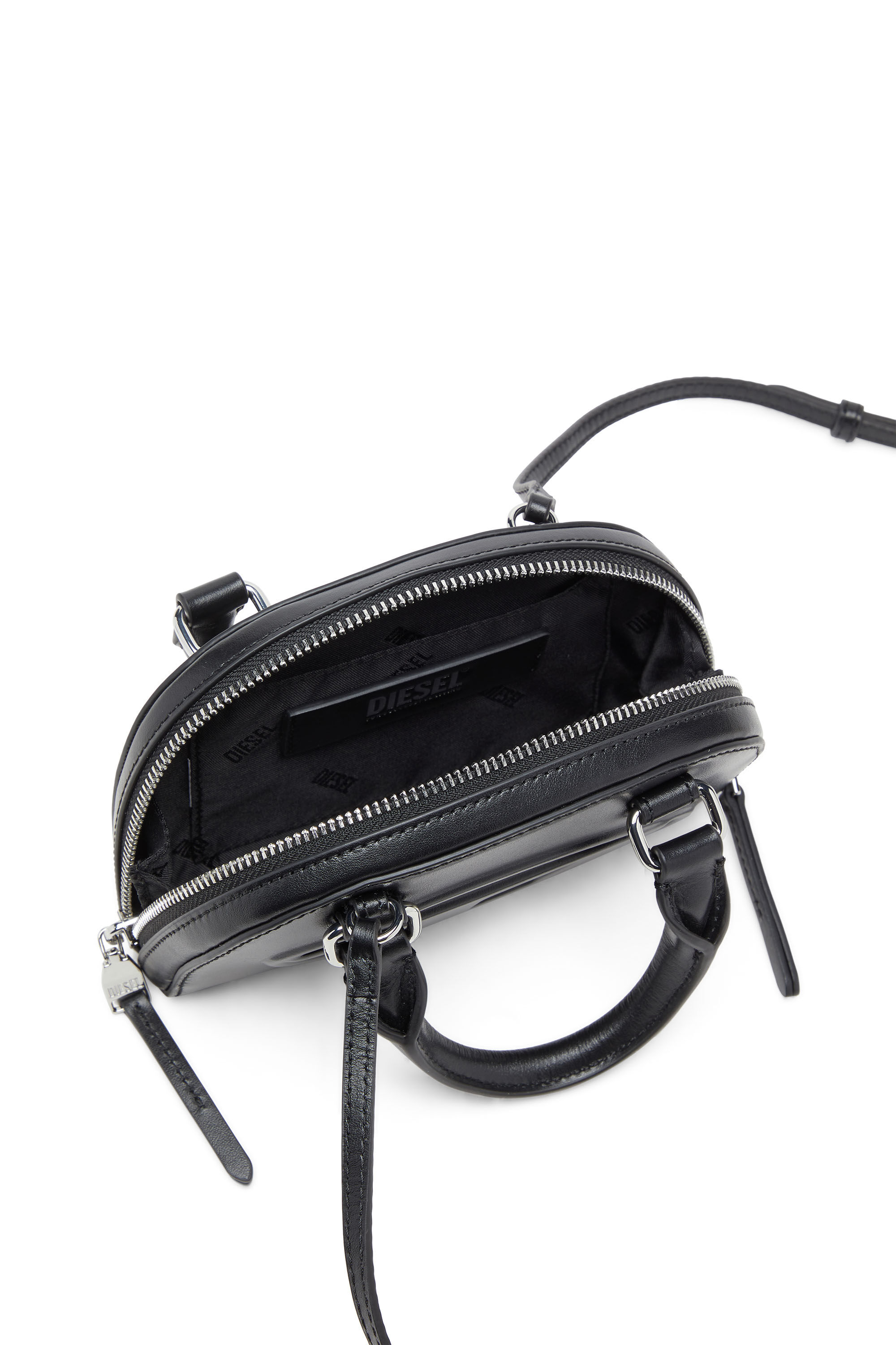 Diesel - 1DR DOME CROSSBODY XS, 1DR Dome-Sac bandouli&egrave;re mini en cuir nappa Femme in Noir - 3